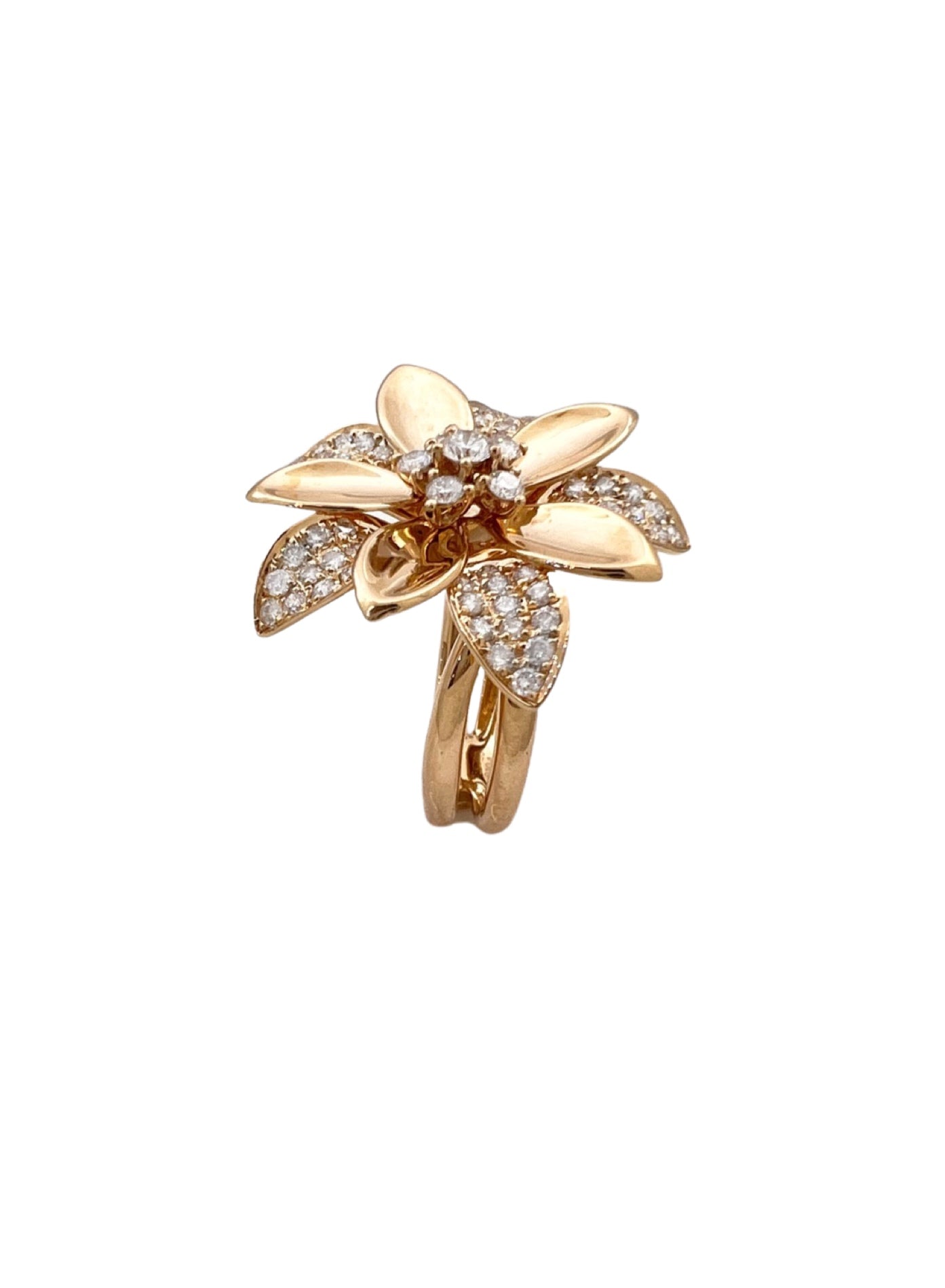 1.34 Carats Diamonds 18K Yellow Gold Blooming Blossom Ring