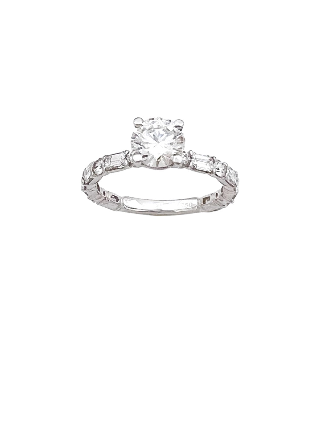 1.01 Carats Natural Diamond (Center Stone) VS1 Certified H&A W/ 1.62 Carats Diamonds 18Kt White Gold Ring