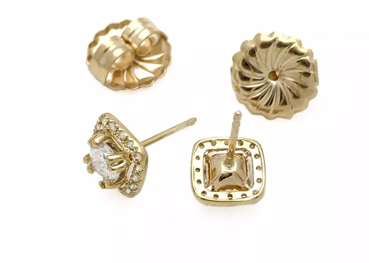 0.91 Total Carat Weight Diamonds 14K Yellow Gold Earrings