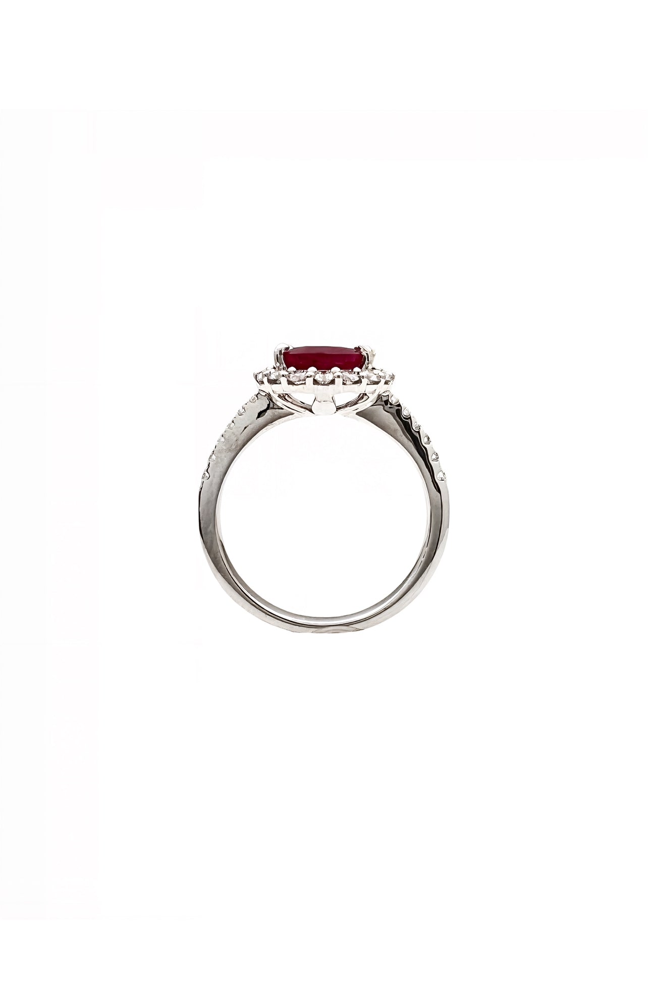 2.12 Carats Myanmar (formerly Burma) Ruby (Certified) & 0.59 Carats Diamonds VS2 Set In 18K White Gold Ring