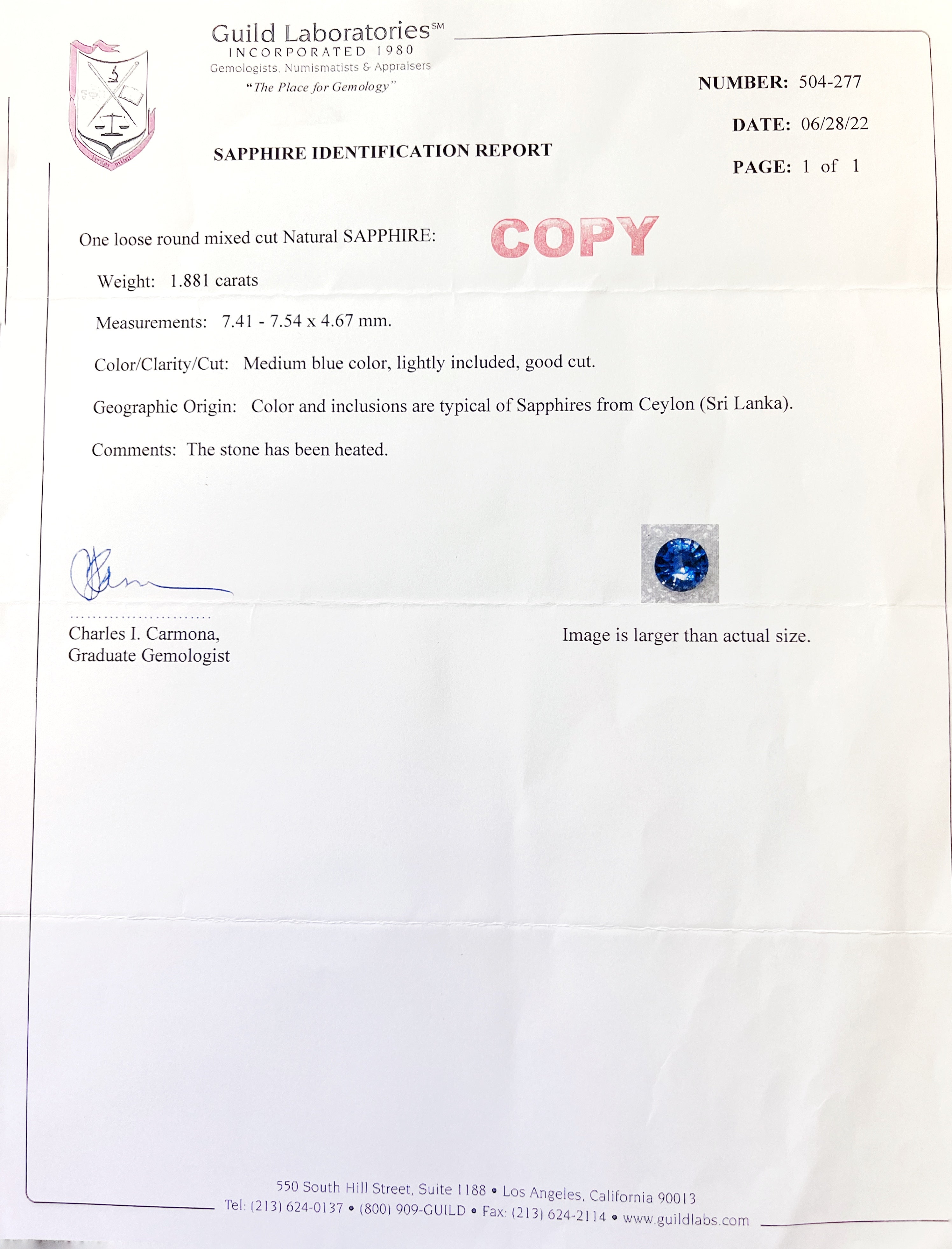 1.88 Carats Ceylon Sapphire Certified & 1.51 Carats Diamonds VS2 14Kt White Gold Ring