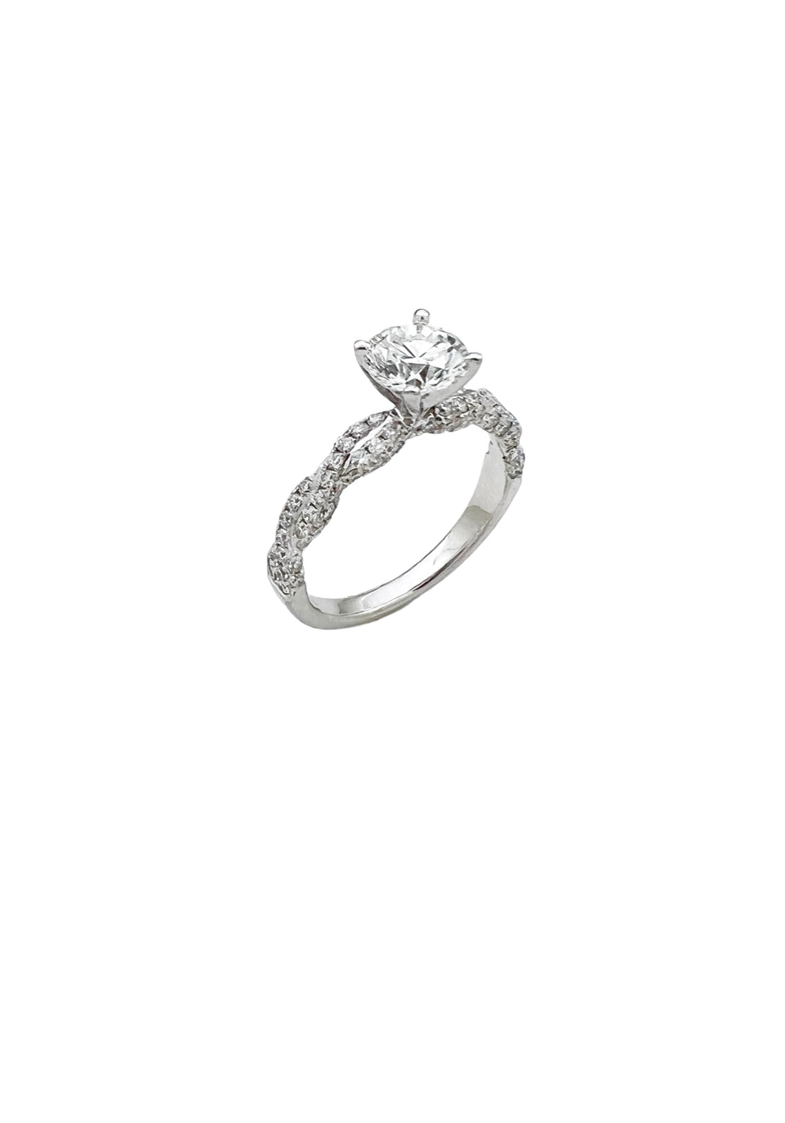 1.01 Carats Natural Diamond (Center Stone) VS1 Certified W/ 1.00 Carats Diamonds 18Kt White Gold Ring