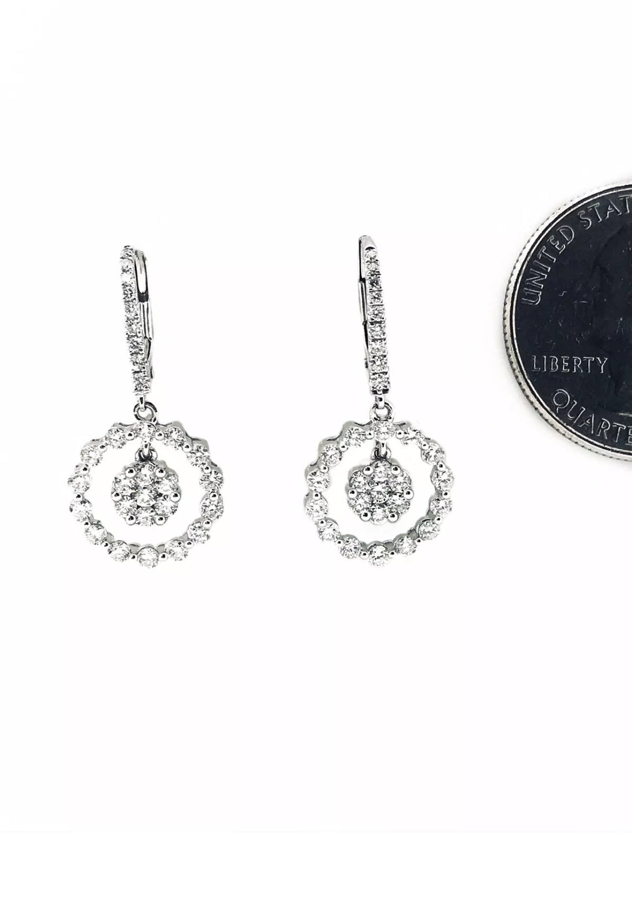1.82 Total Carat Weight Diamonds 18K White Gold Earrings