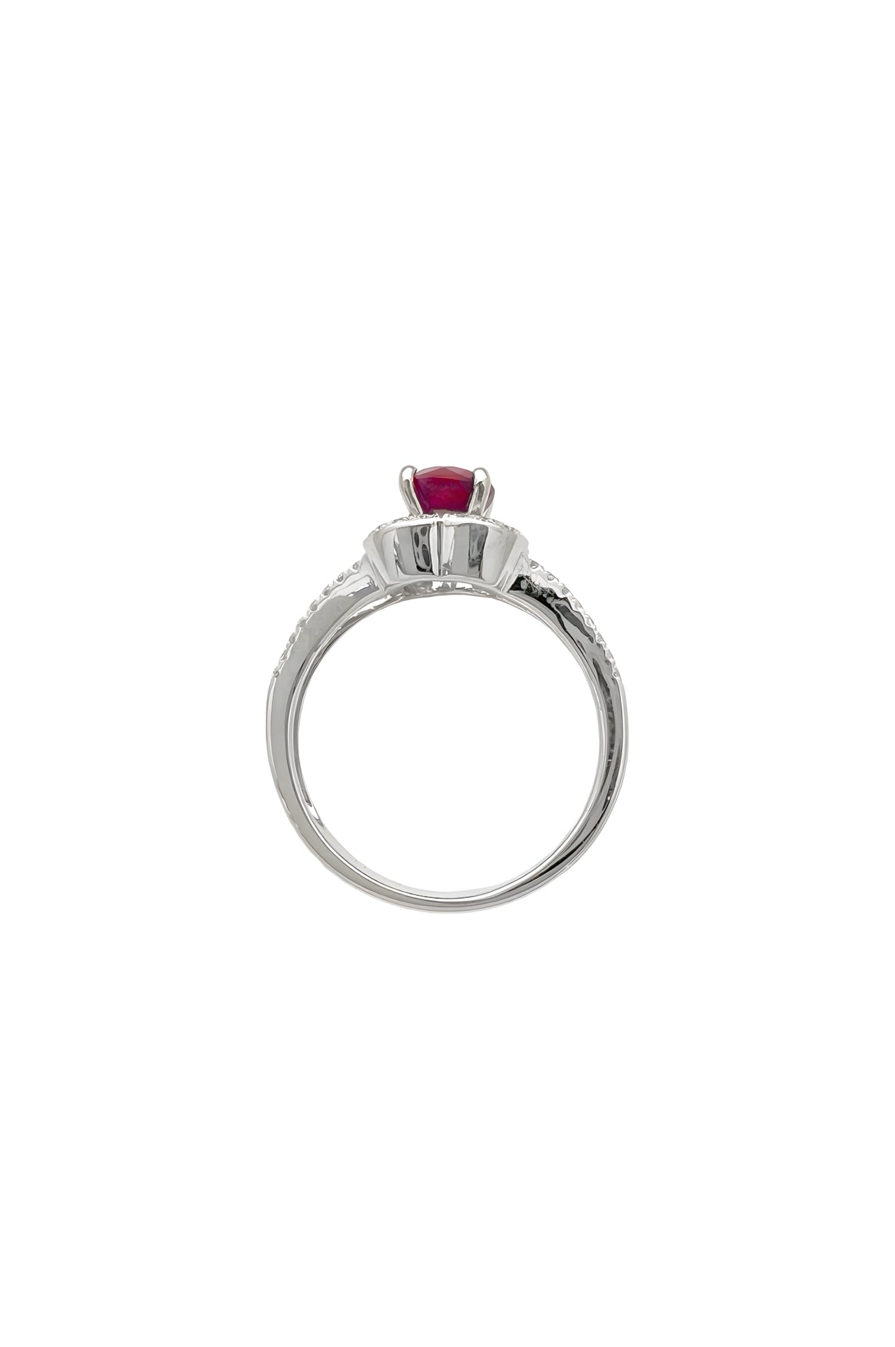 0.96 Carats Myanmar (formerly Burma) Ruby (Certified) & 0.46 Carats Diamonds VS2 Set In 14K White Gold Ring