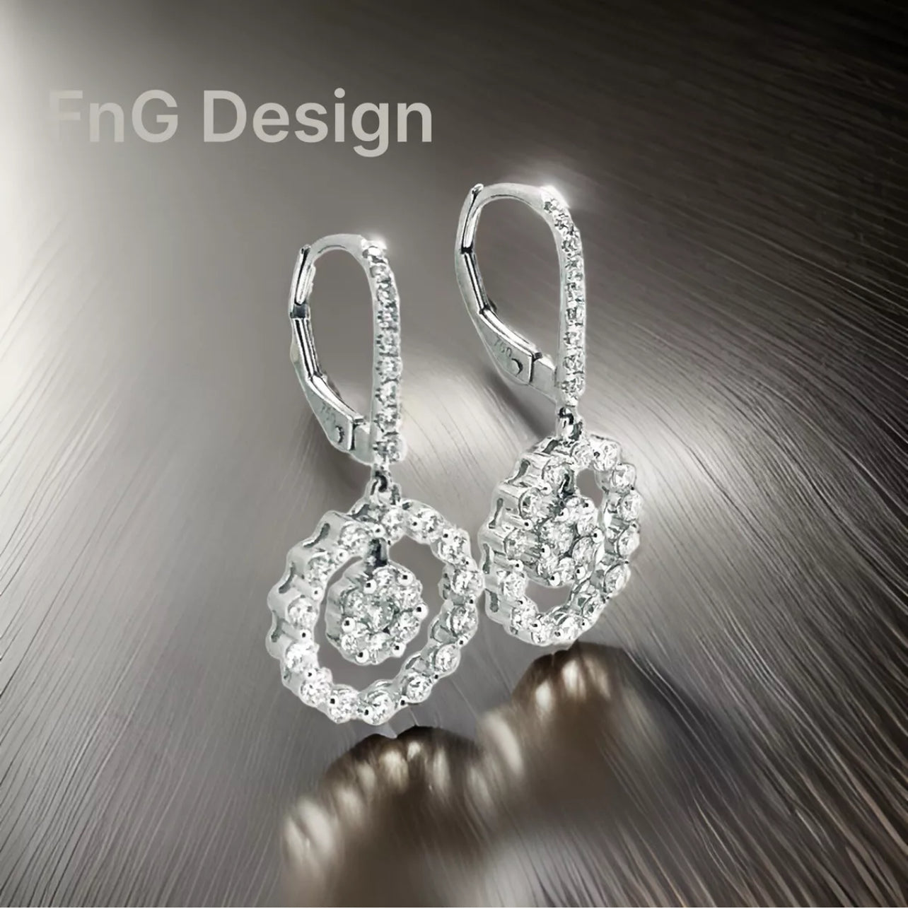 1.82 Total Carat Weight Diamonds 18K White Gold Earrings