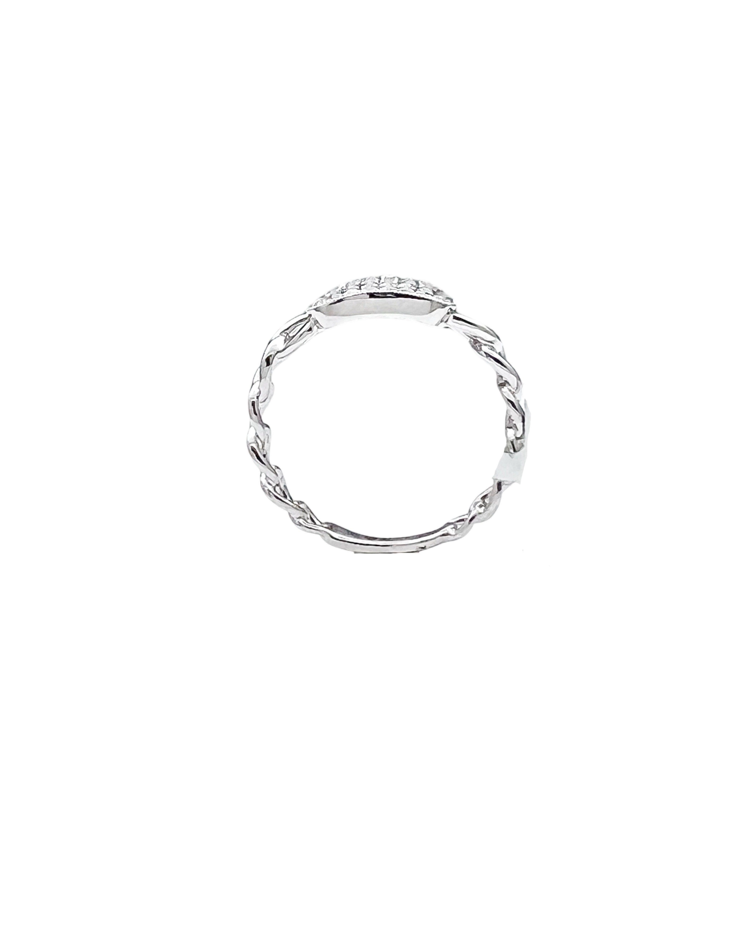 0.45 Carats Diamonds VS2 Set In 14 Karat White Gold Cuban Ring