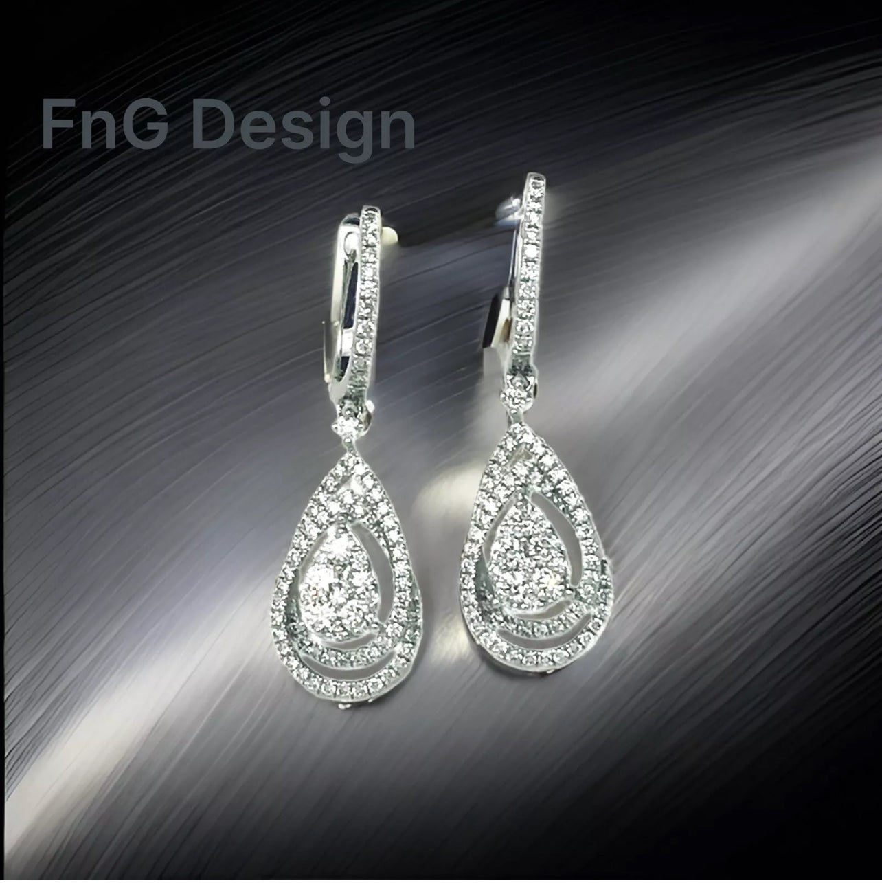 1.55 Total Carat Weight Diamonds 18K White Gold Earrings