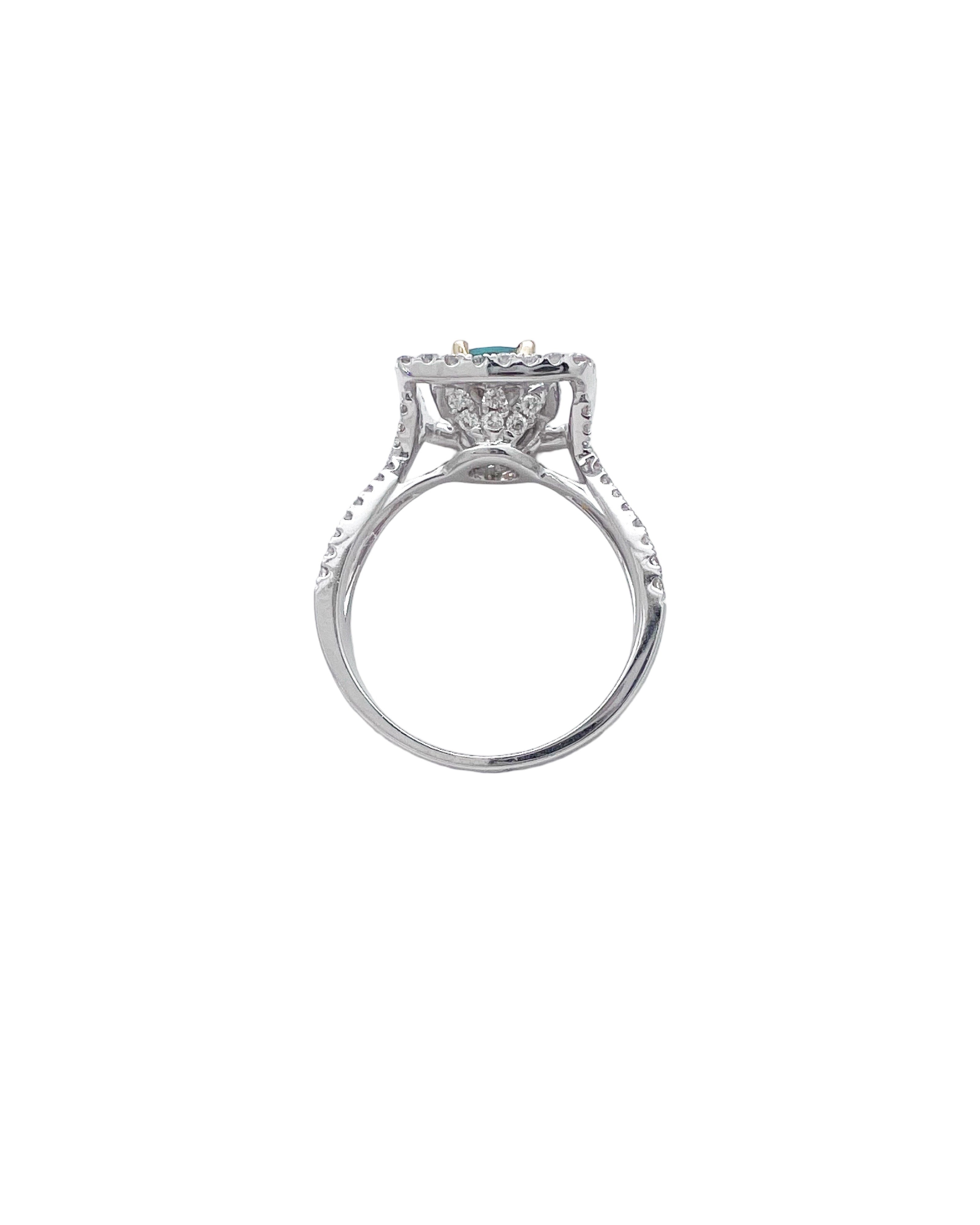 0.56 Carats Alexandrite GIA (Certified) & 0.92 Carats Diamonds VS2 Set In 18 Karat White-Yellow Gold Ring