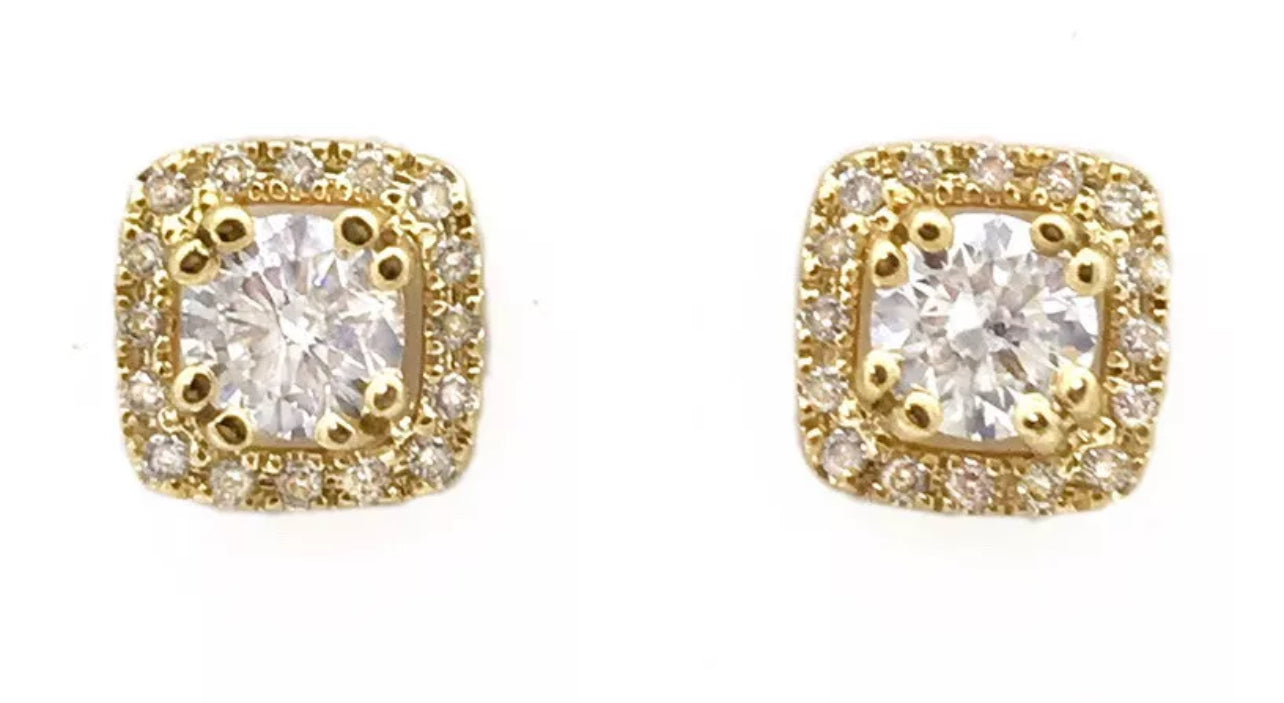 0.91 Total Carat Weight Diamonds 14K Yellow Gold Earrings