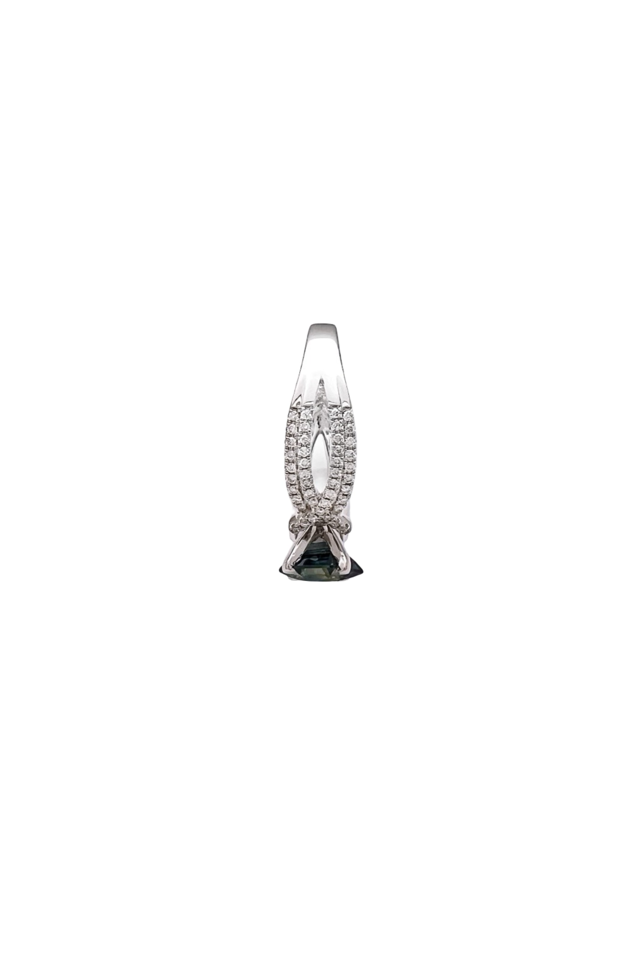 1.28 Carats Madagascar Sapphire No Heat (Certified) & 0.57 Carats Diamonds Set In 14 Karat White Gold Ring