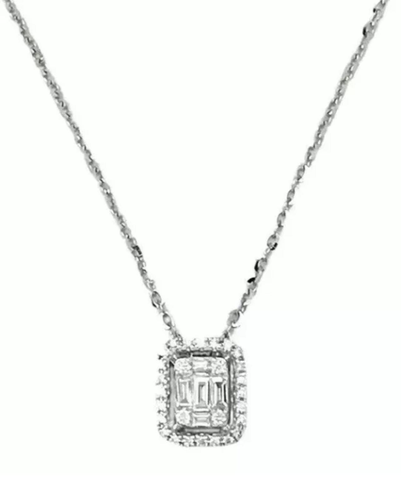 0.43 Carats Diamond 14K White Gold Pendant And Adjustable Chain