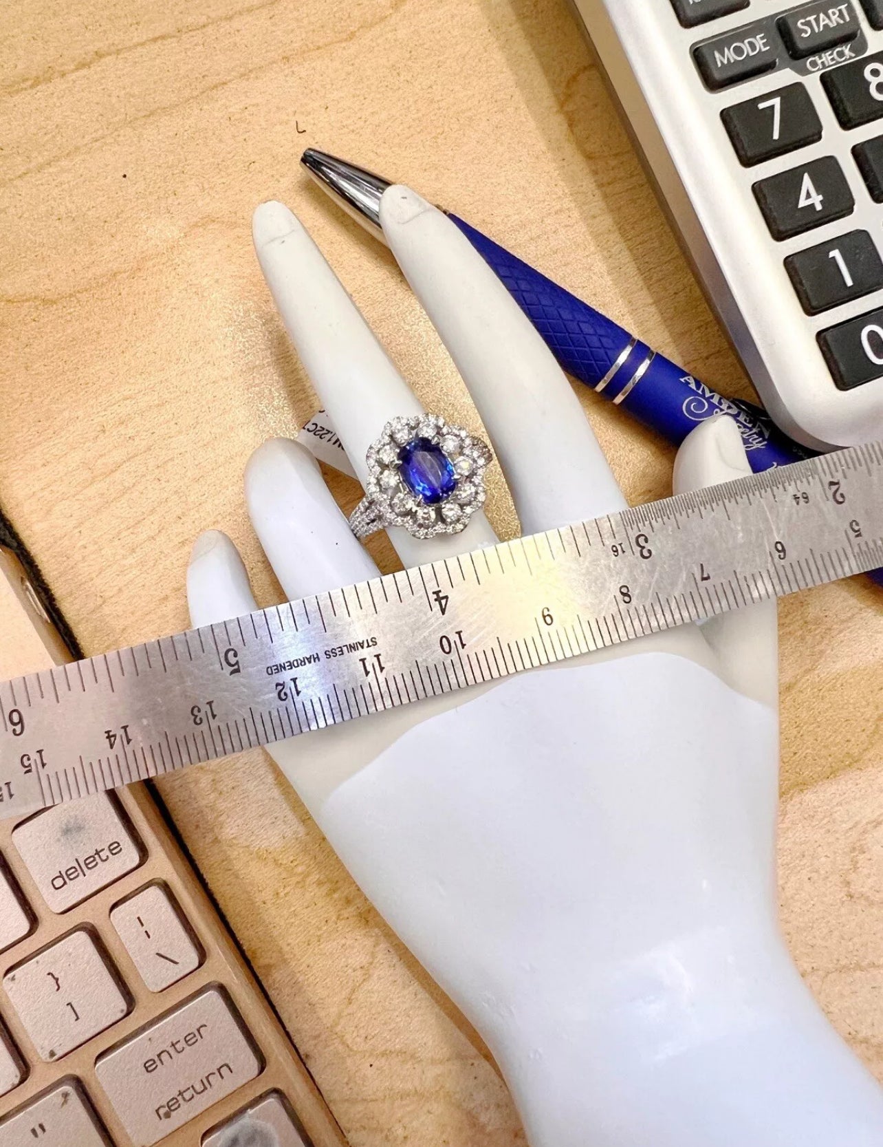 1.230 Carats Light-Dark Blue Ceylon Sapphire GIA (Certified) W/ 1.42 Carats Diamonds, 18K White Gold Ring