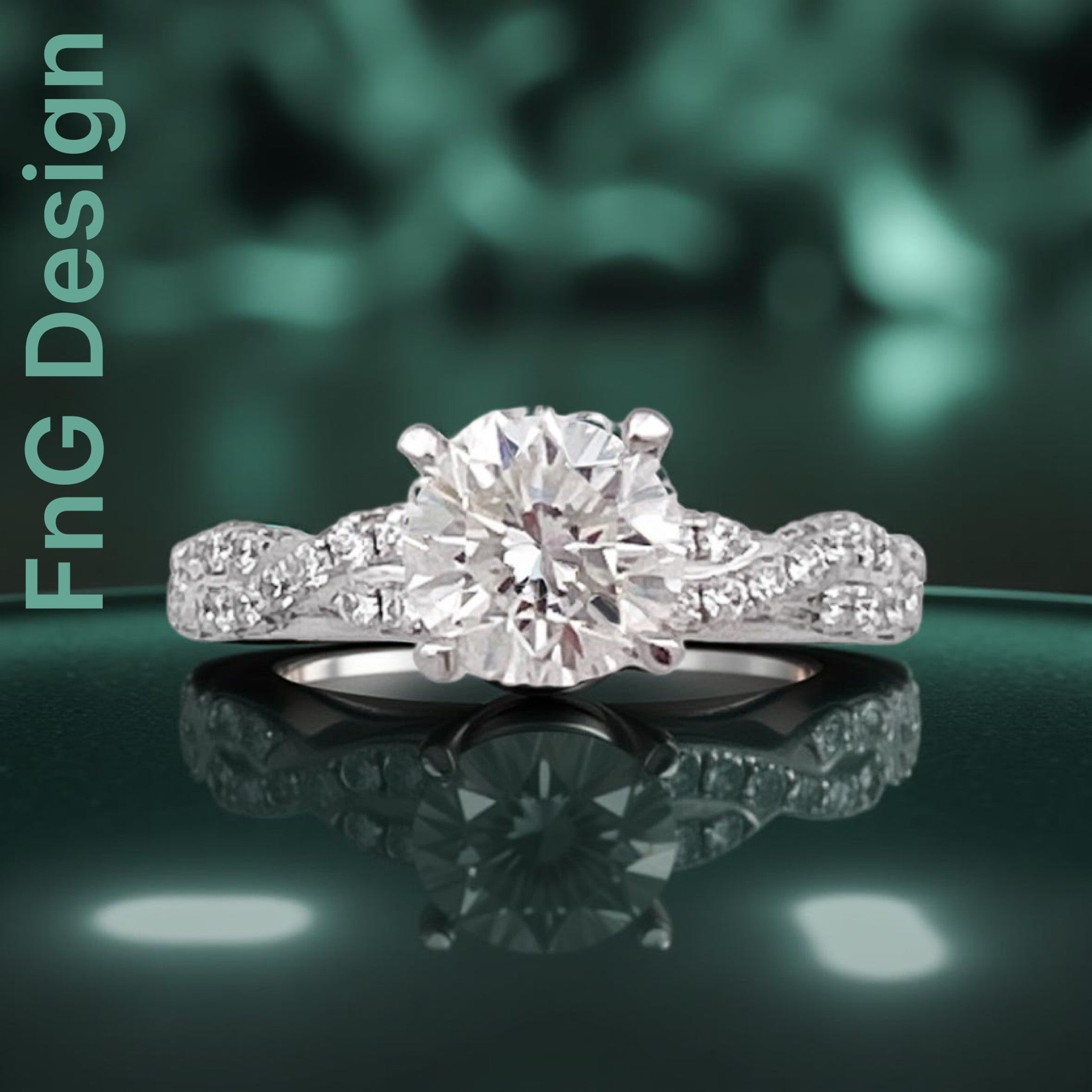 1.01 Carats Natural Diamond (Center Stone) VS1 Certified W/ 1.00 Carats Diamonds 18Kt White Gold Ring