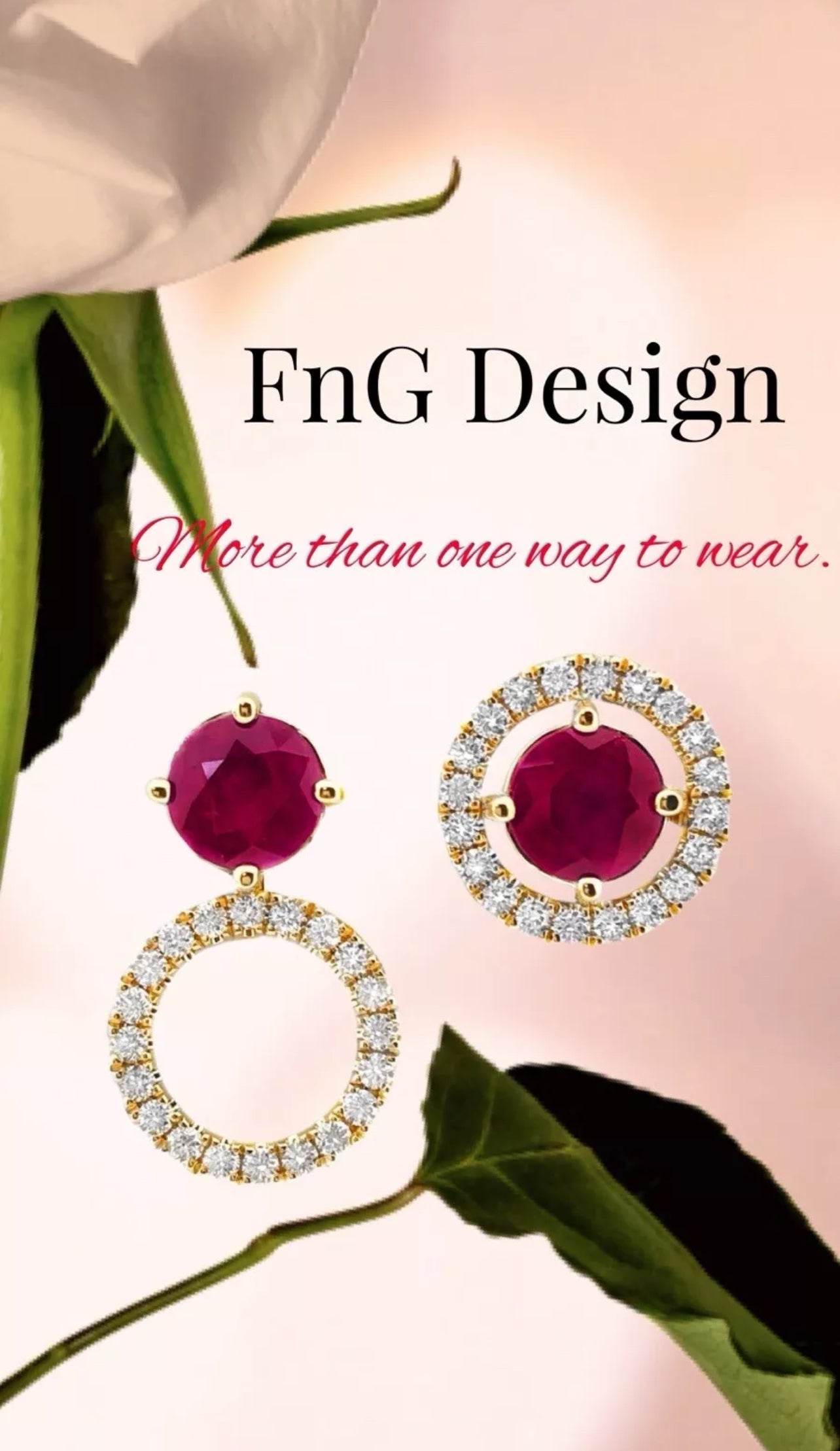 2.89 Carats Rubies (Certified) & 0.80 Carats Diamonds 14K Yellow Gold Earrings (3-Way Wear)