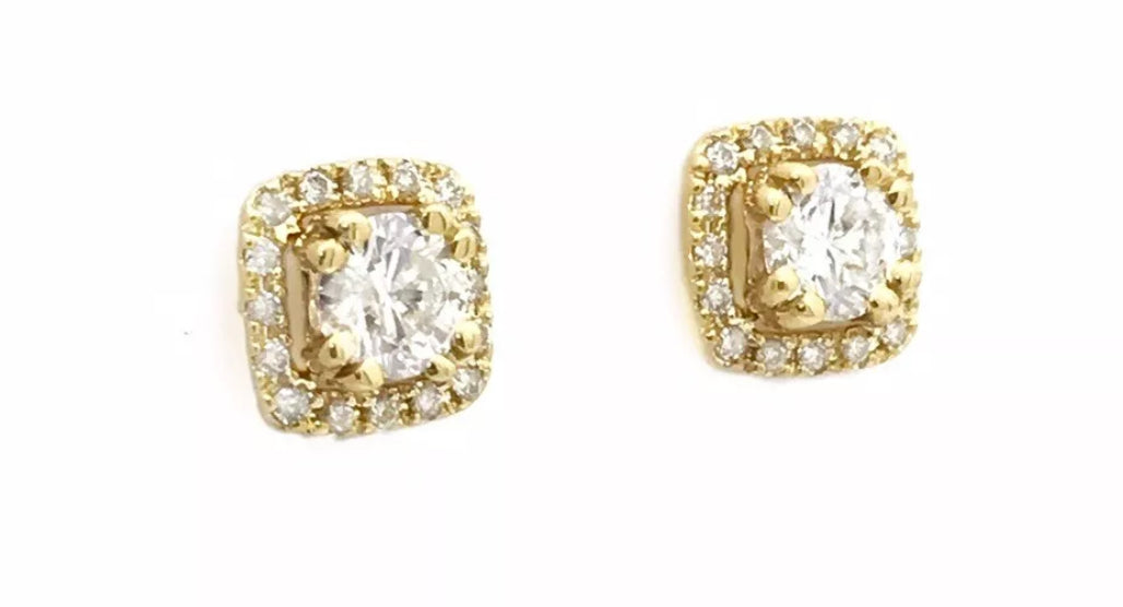 0.91 Total Carat Weight Diamonds 14K Yellow Gold Earrings