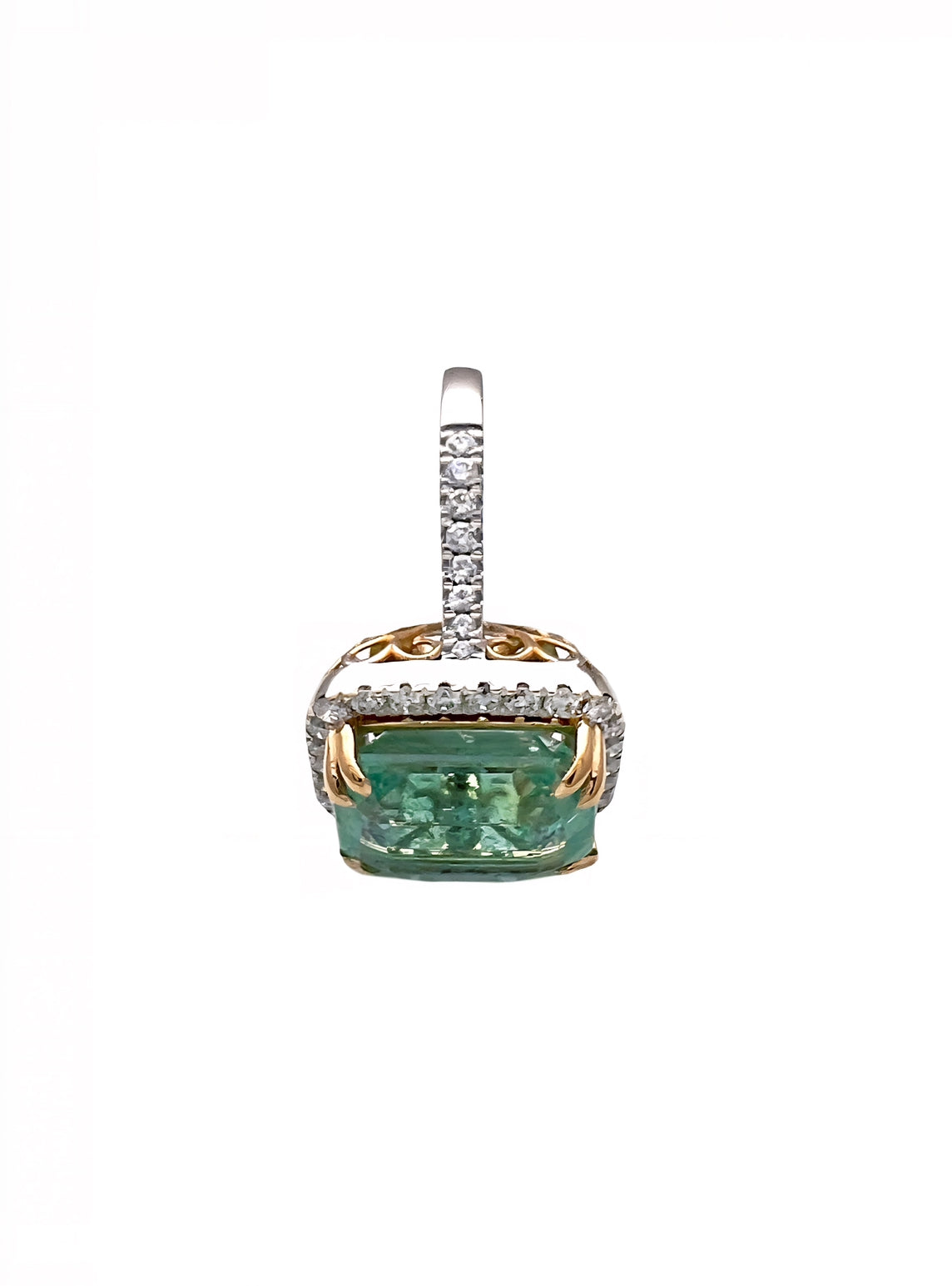 7.21 Carats Colombian Emerald F1 (Certified) & 1.02 Carats Diamonds VS2 Set In 14 Karat White Gold Ring