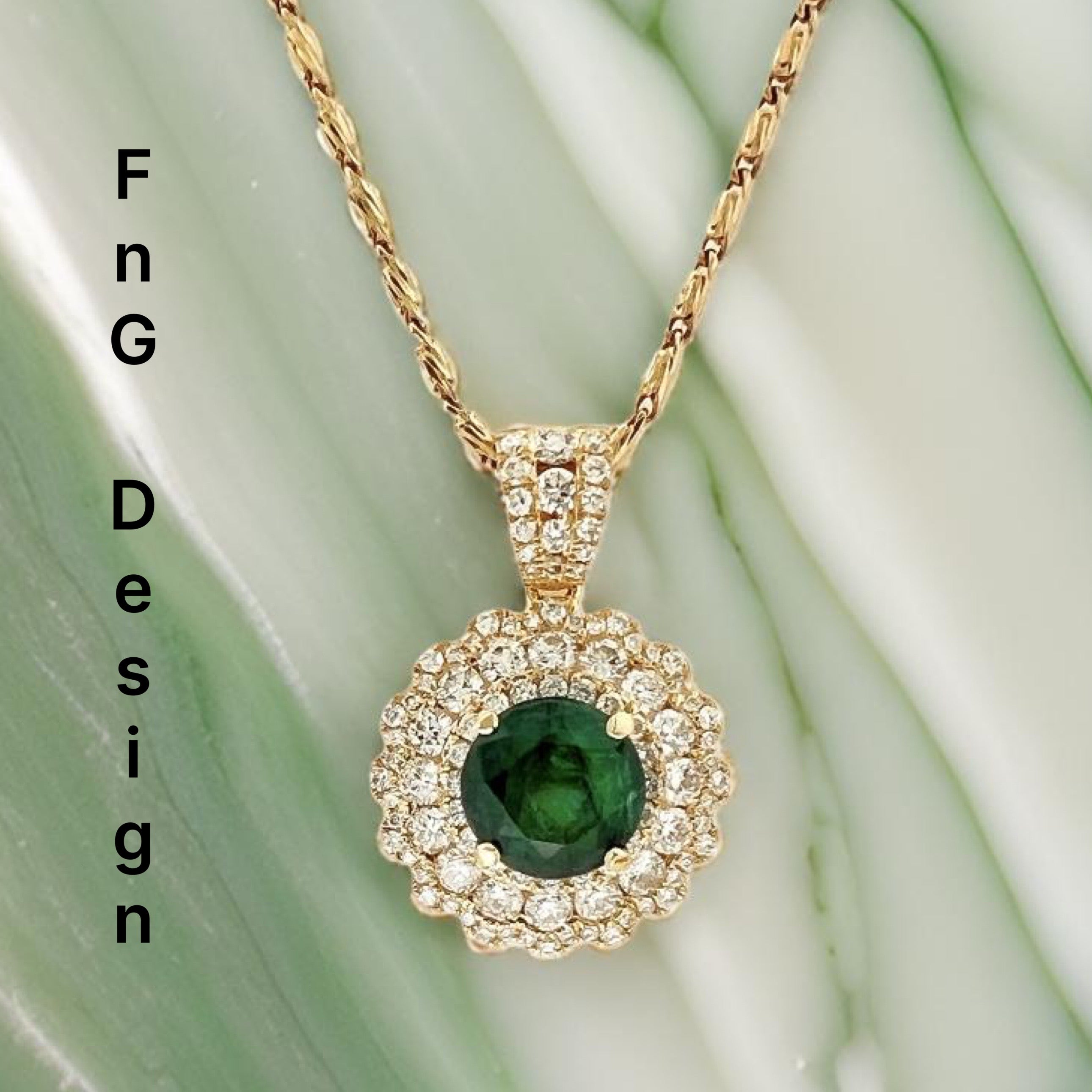2.31Ct Trapiche Emerald N/O (Col.)Cert. & 1.84Ct Dia 18K Yel-Gold Pendant-Chain