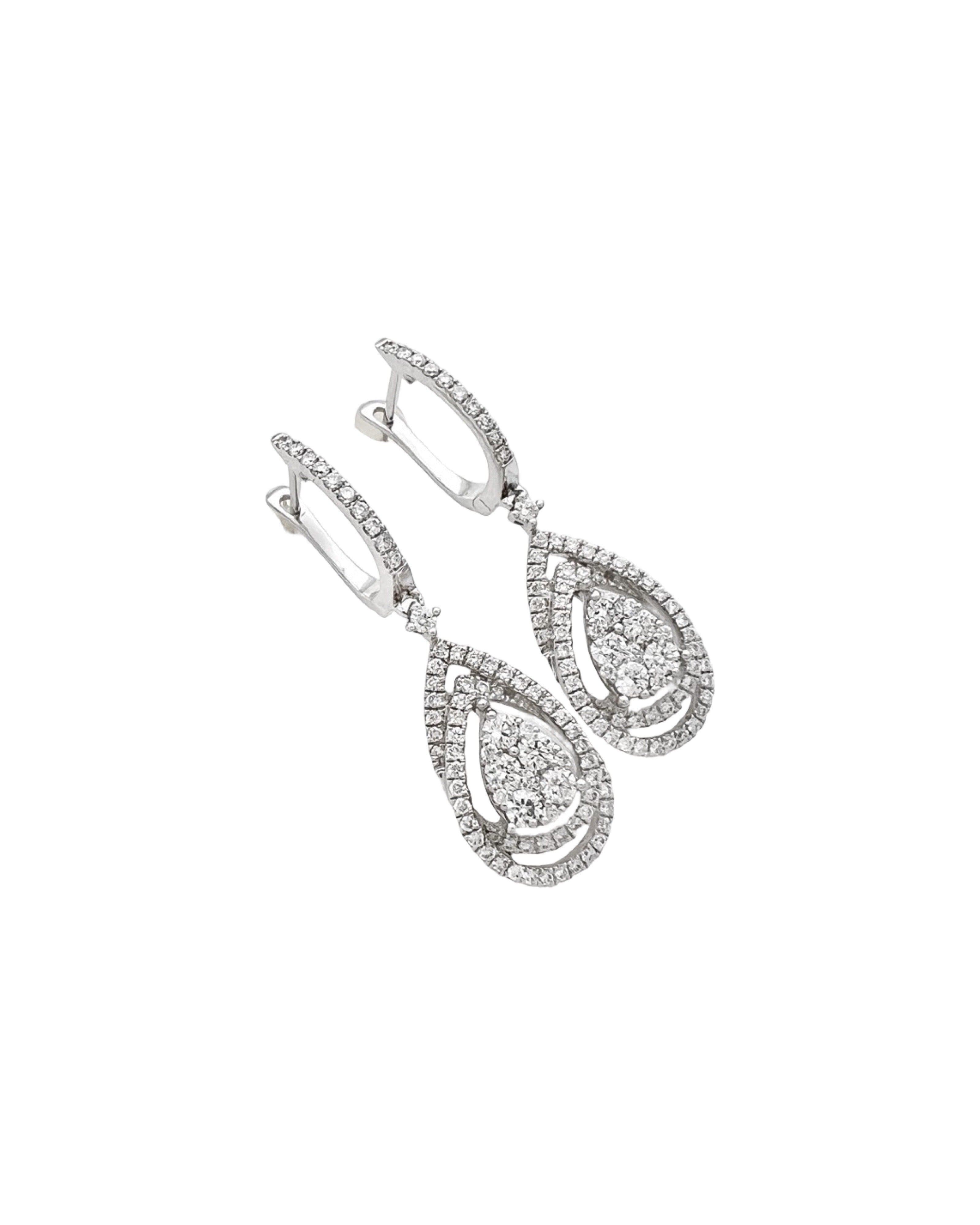 1.55 Total Carat Weight Diamonds 18K White Gold Earrings