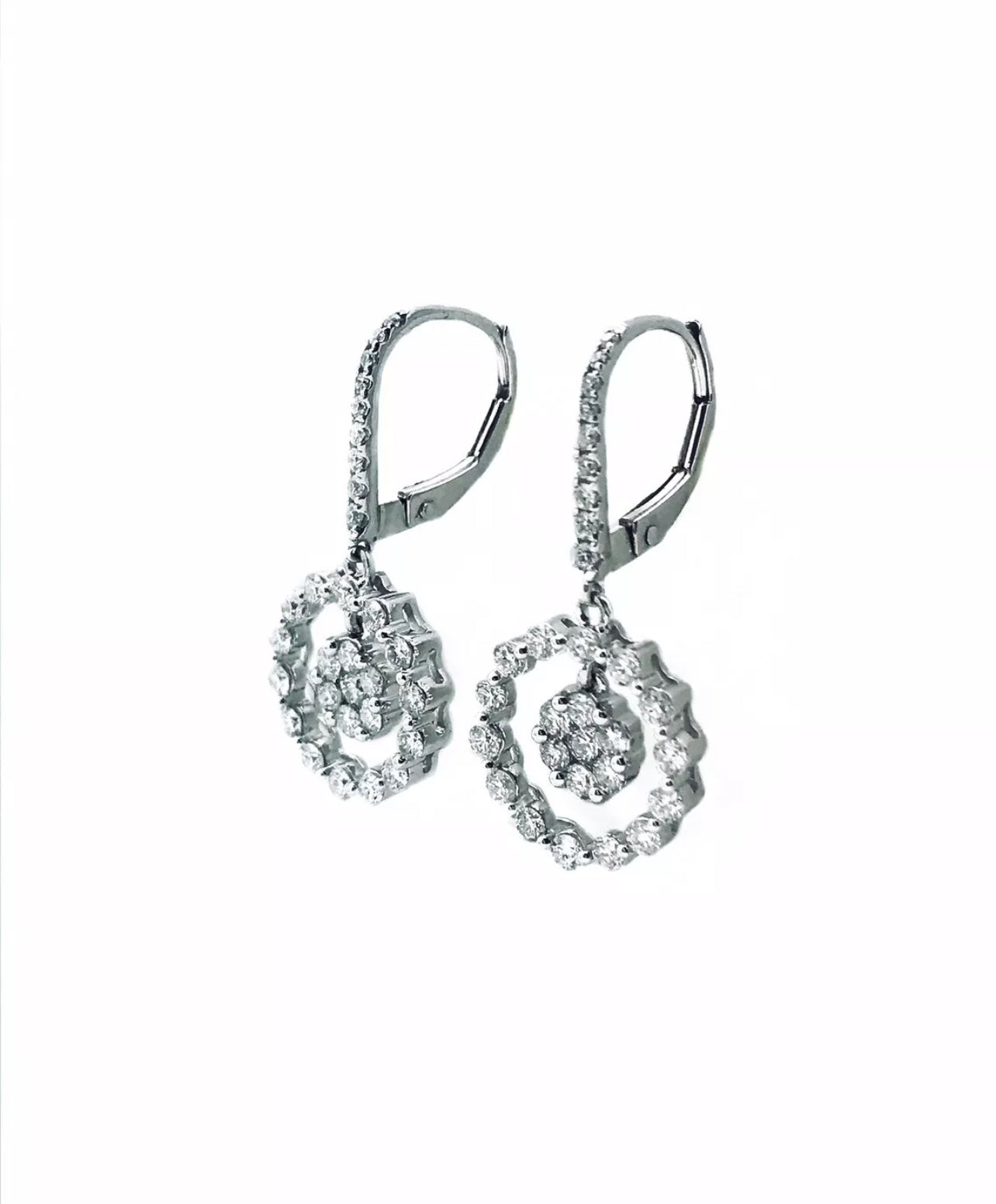1.82 Total Carat Weight Diamonds 18K White Gold Earrings
