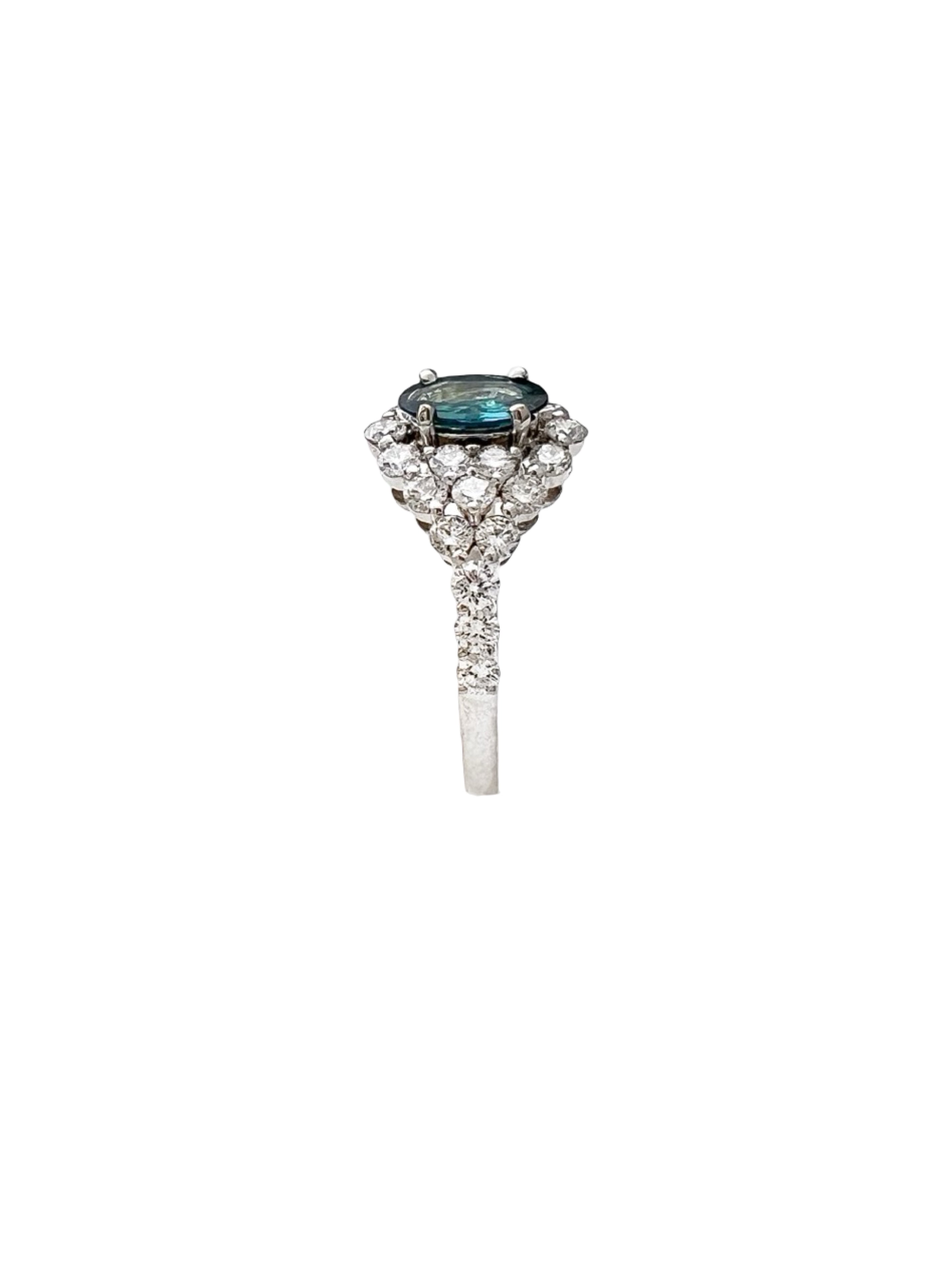 0.51 Carats Alexandrite GIA (Certified) & 1.19 Carats Diamonds Set In 18K White Gold Ring