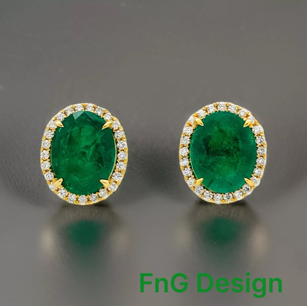 8.44 Ct Emerald F1-F2 (Brazilian)Certified & 0.80 Ct Dia 14K Yellow Gold Earring