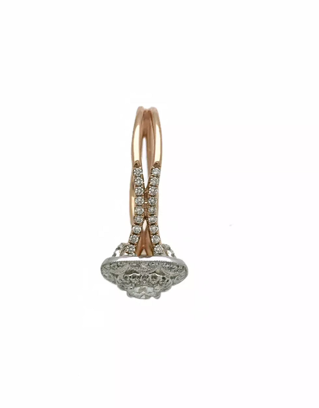0.32 Cts. Dia (Ctr)/ 0.58 Cts. Dia VS2 14K White & Rose Gold  Engagement Ring