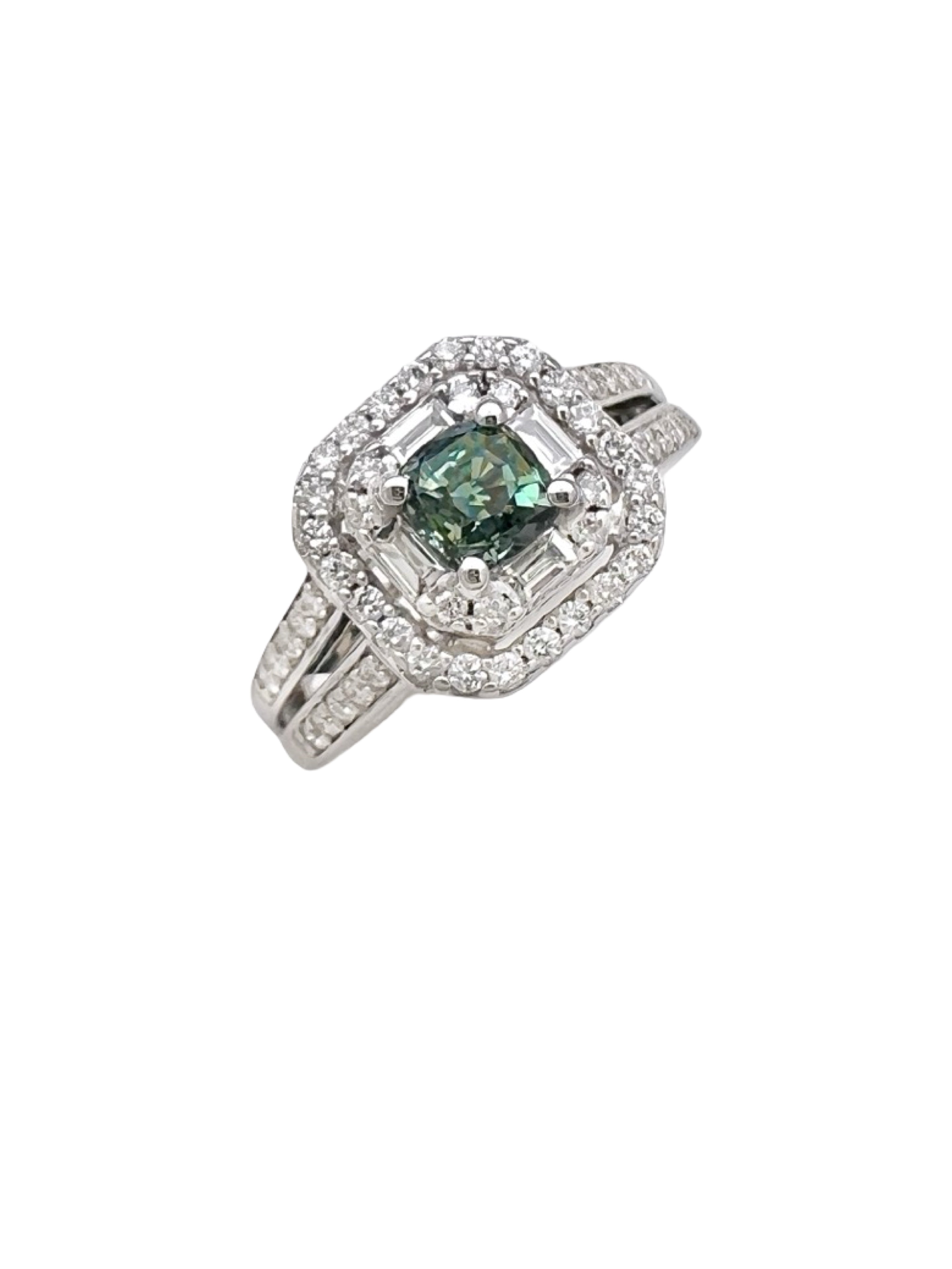 0.55 Carats Alexandrite GIA (Certified) & 0.68 Carats Diamonds Set In 14K White Gold Ring