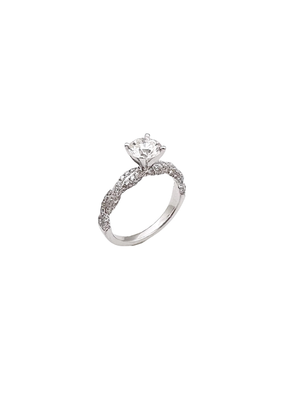 1.01 Carats Natural Diamond (Center Stone) VS1 Certified W/ 1.00 Carats Diamonds 18Kt White Gold Ring