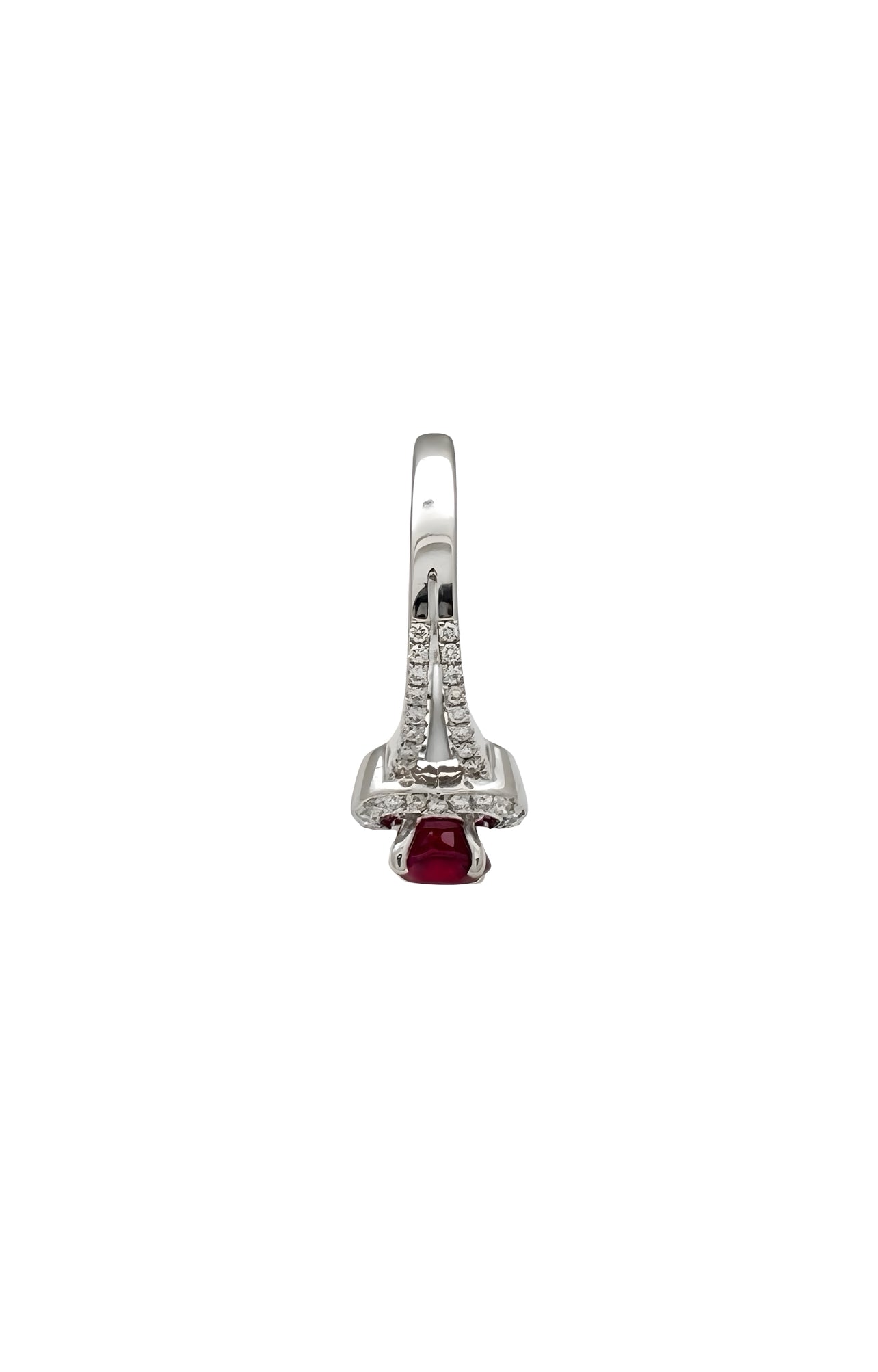 0.96 Carats Myanmar (formerly Burma) Ruby (Certified) & 0.46 Carats Diamonds VS2 Set In 14K White Gold Ring