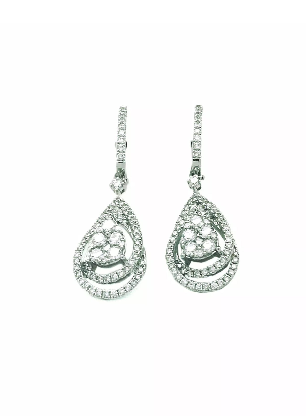 1.55 Total Carat Weight Diamonds 18K White Gold Earrings