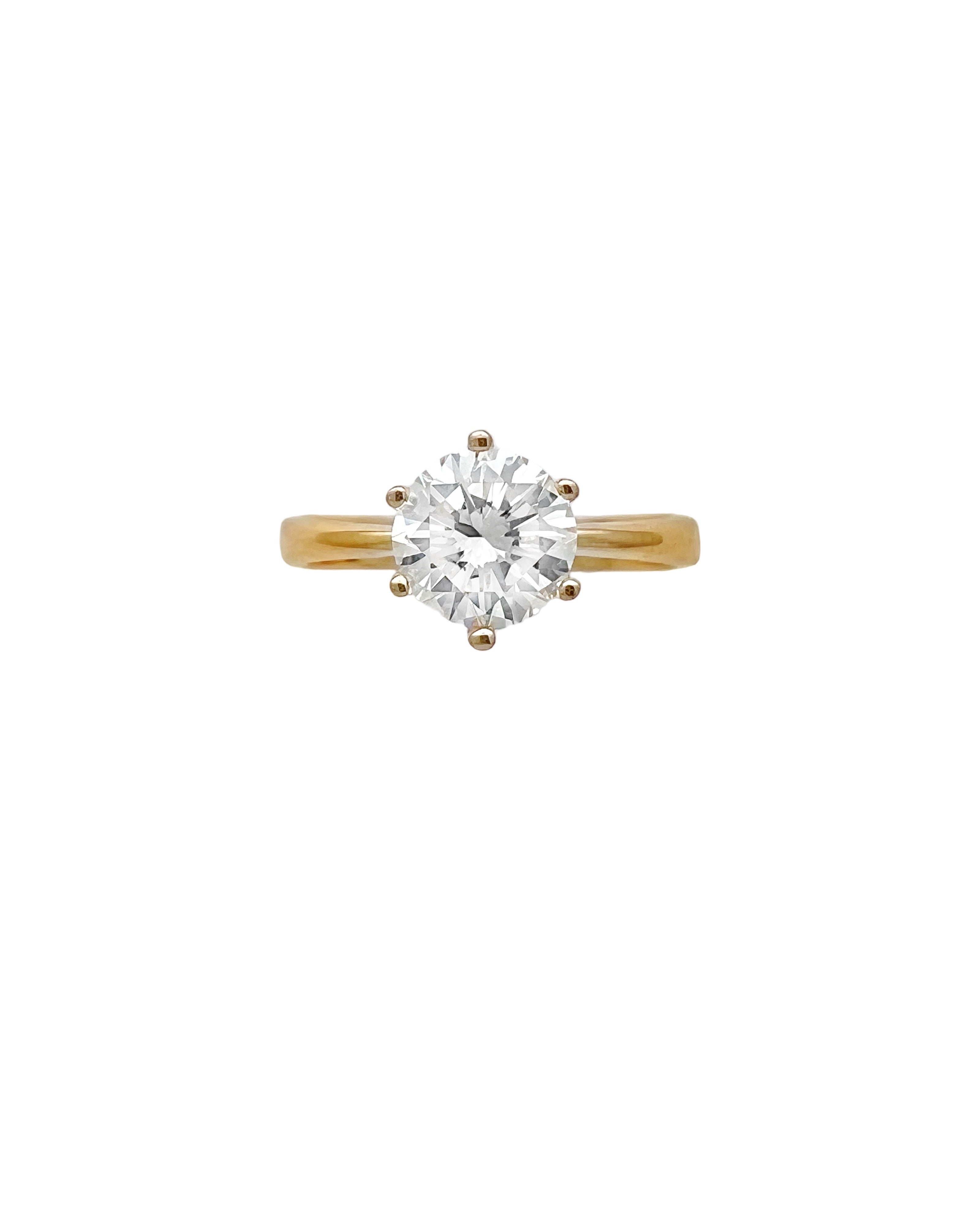 1.07 Carats Diamond VVS2 (Certified) Hearts & Arrow Set In 14 Karat Yellow Gold Ring
