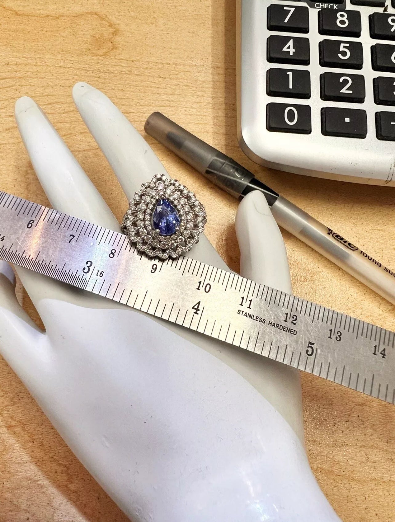 1.92Cts Sapphire Ceylon (Med-Dark Blue) 1.65Cts Diamonds 14K White Gold Ring