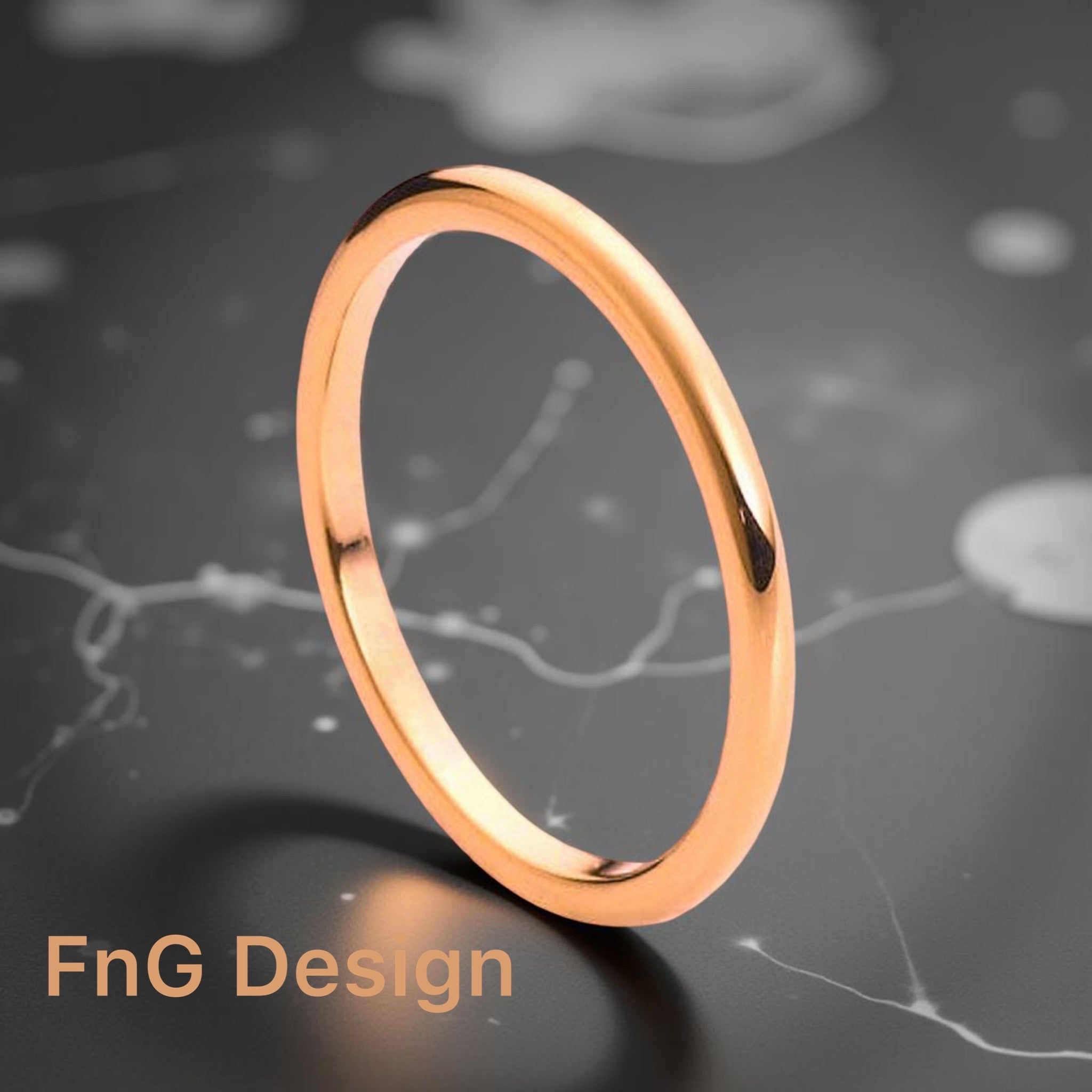 Rose Gold Tungsten Carbide 2mm ion Plating hi-Polished Domed Ring