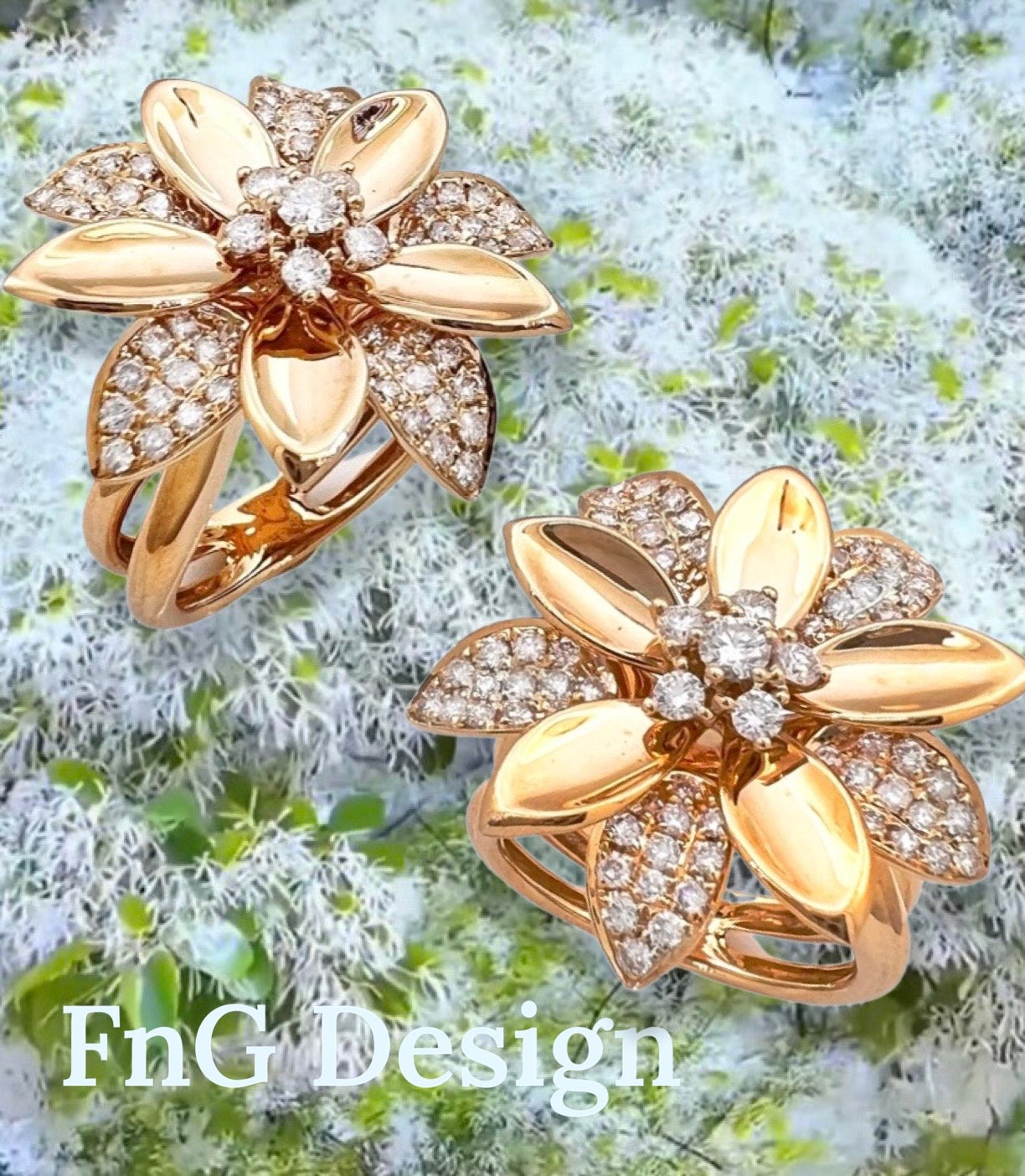 1.34 Carats Diamonds 18K Yellow Gold Blooming Blossom Ring