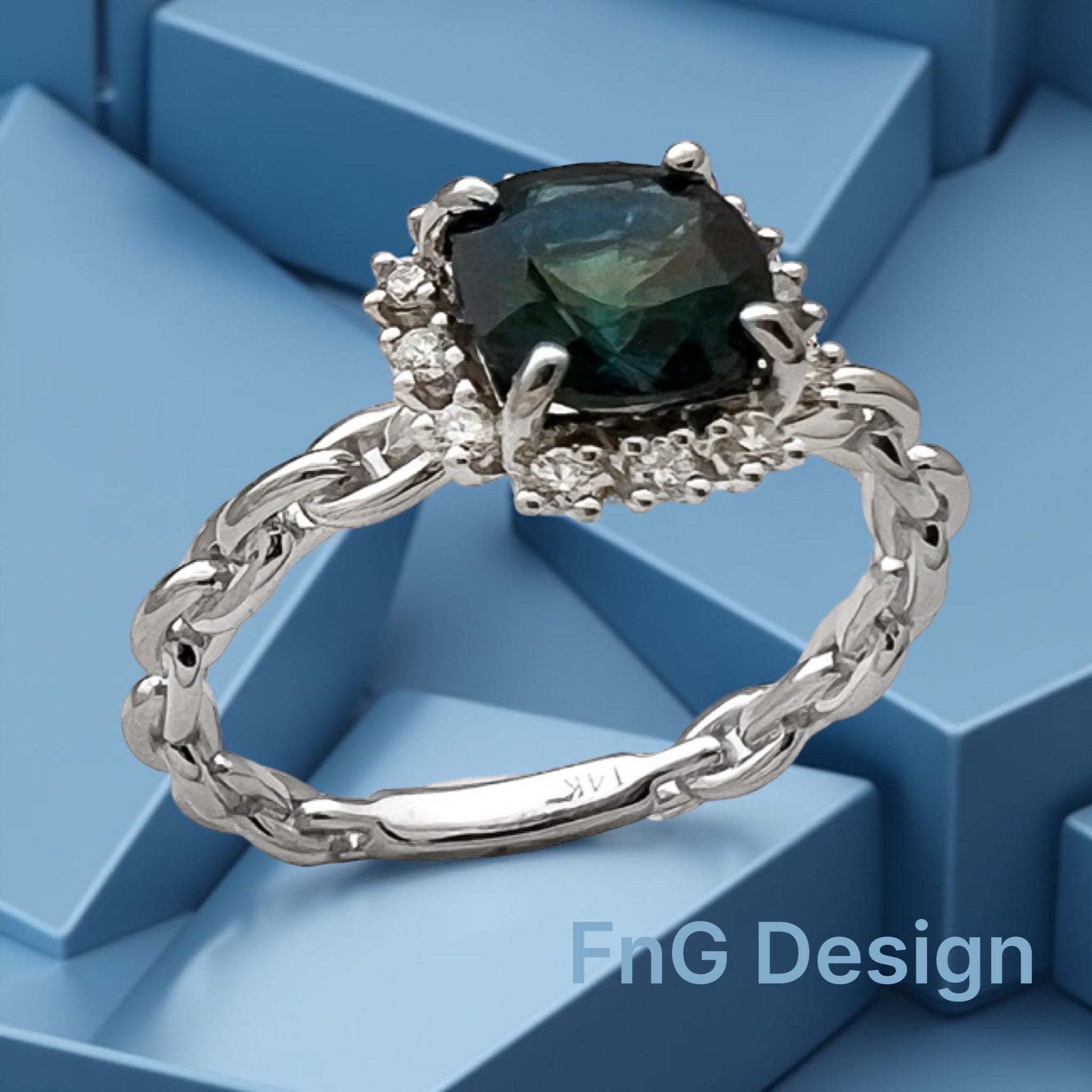 1.70 Carats Ceylon Sapphire Heat (Certified) & 0.25 Carats Diamonds VS2 Set In 14K Gold Ring
