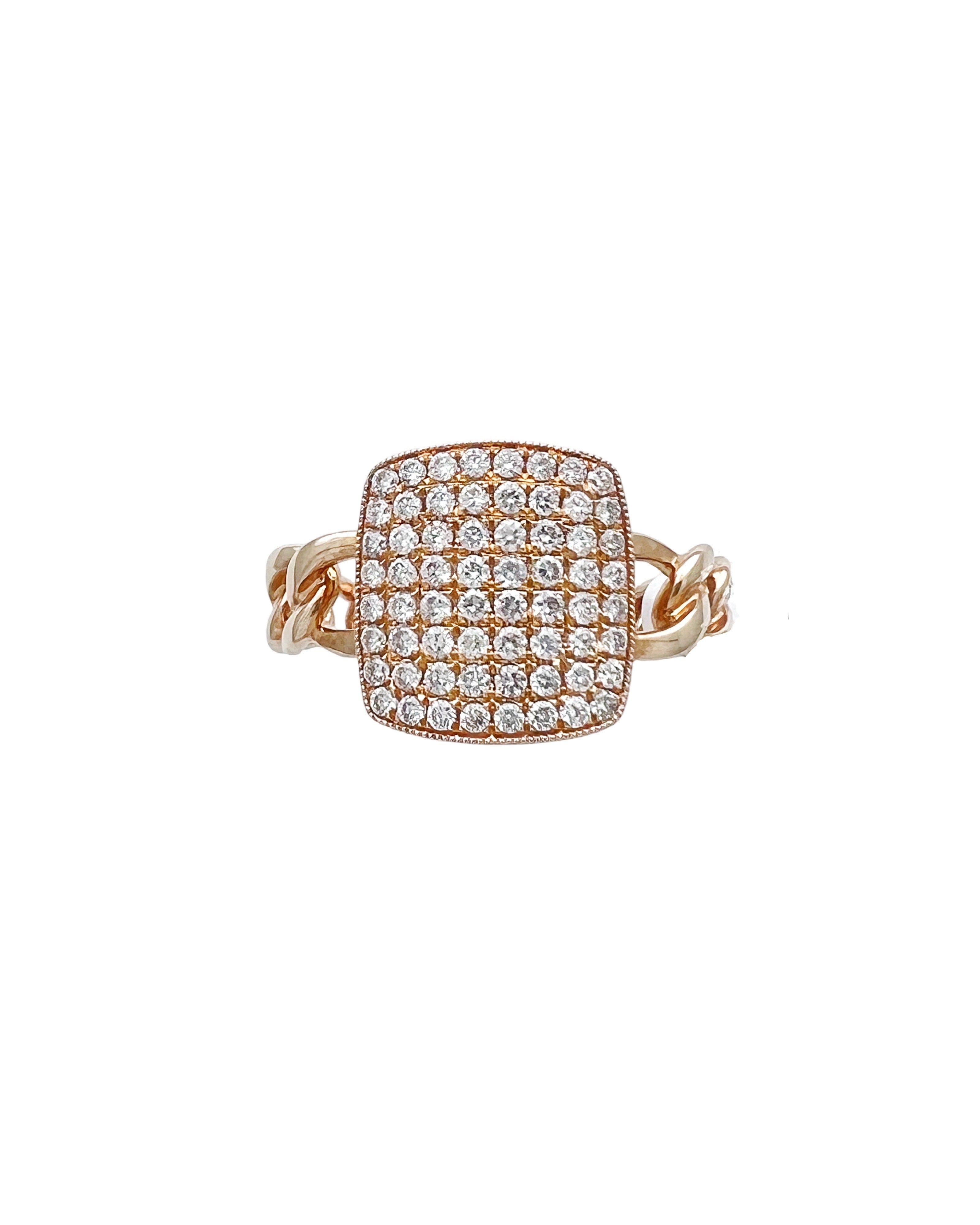 0.45 Carats Diamonds VS2 Set In 14 Karat Yellow Gold Cuban Ring