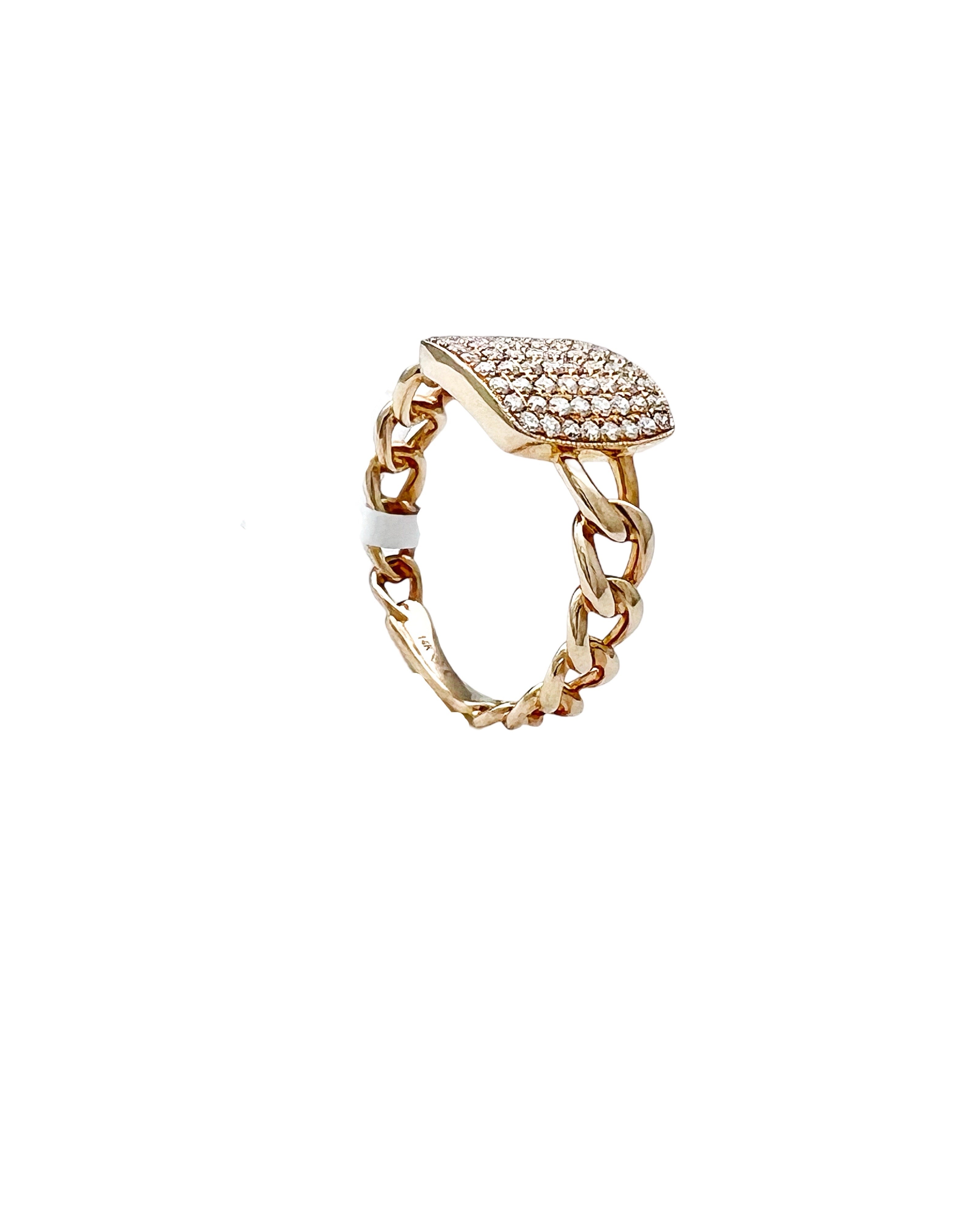 0.45 Carats Diamonds VS2 Set In 14 Karat Yellow Gold Cuban Ring
