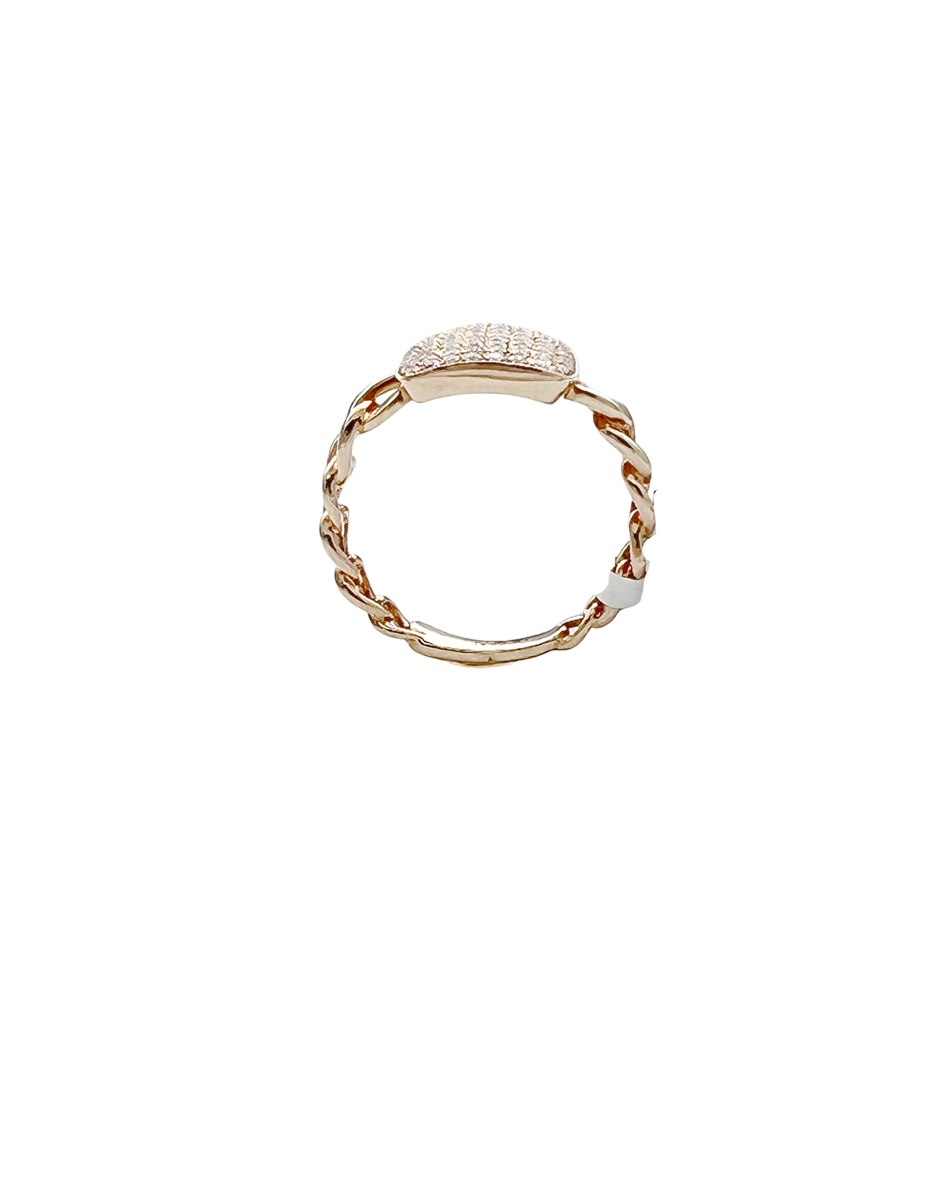 0.45 Carats Diamonds VS2 Set In 14 Karat Yellow Gold Cuban Ring