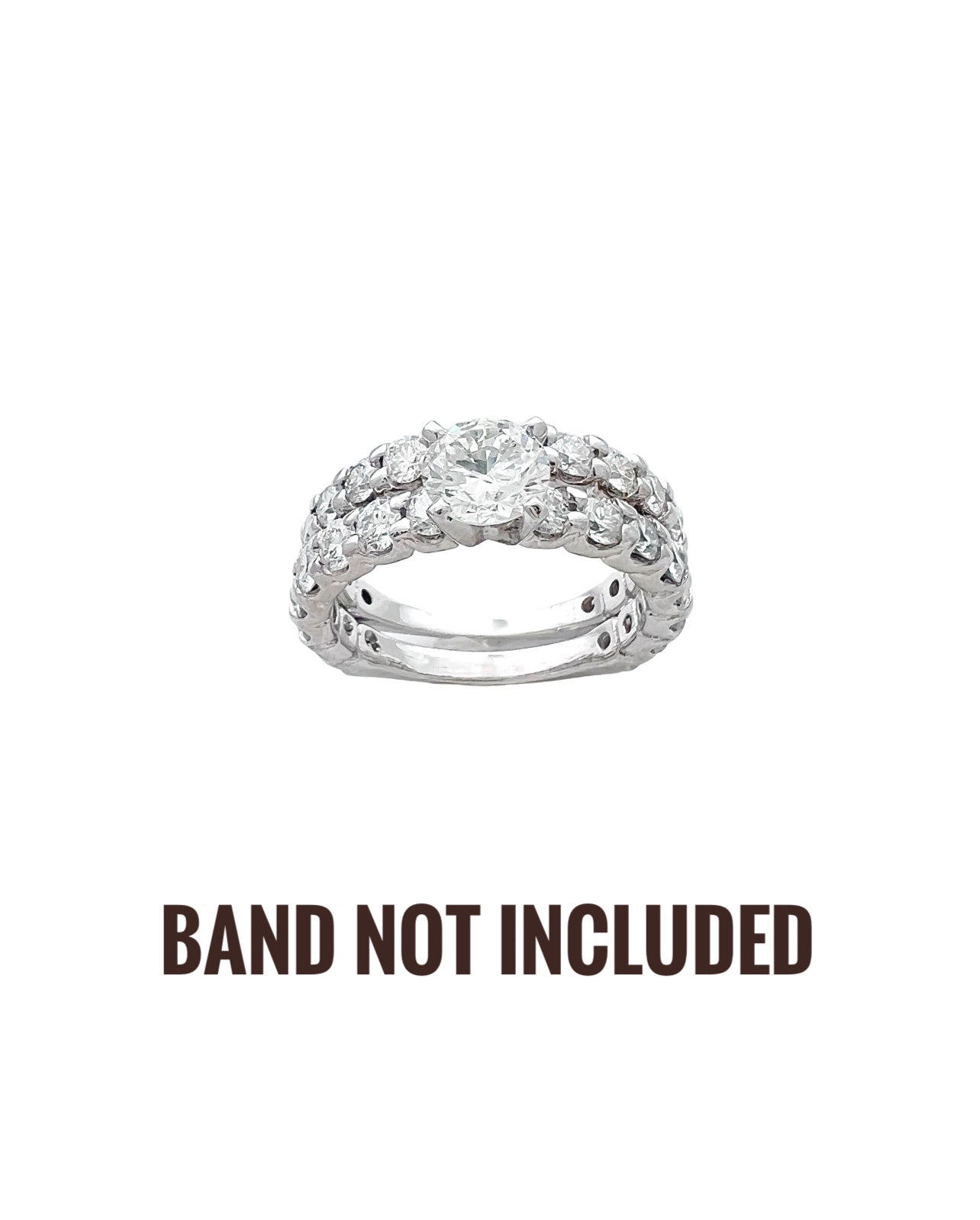 2.96 Carats Diamonds VS2/ Center 0.92 Carats SI2 (Certified) Set In 14 Karat White Gold Ring