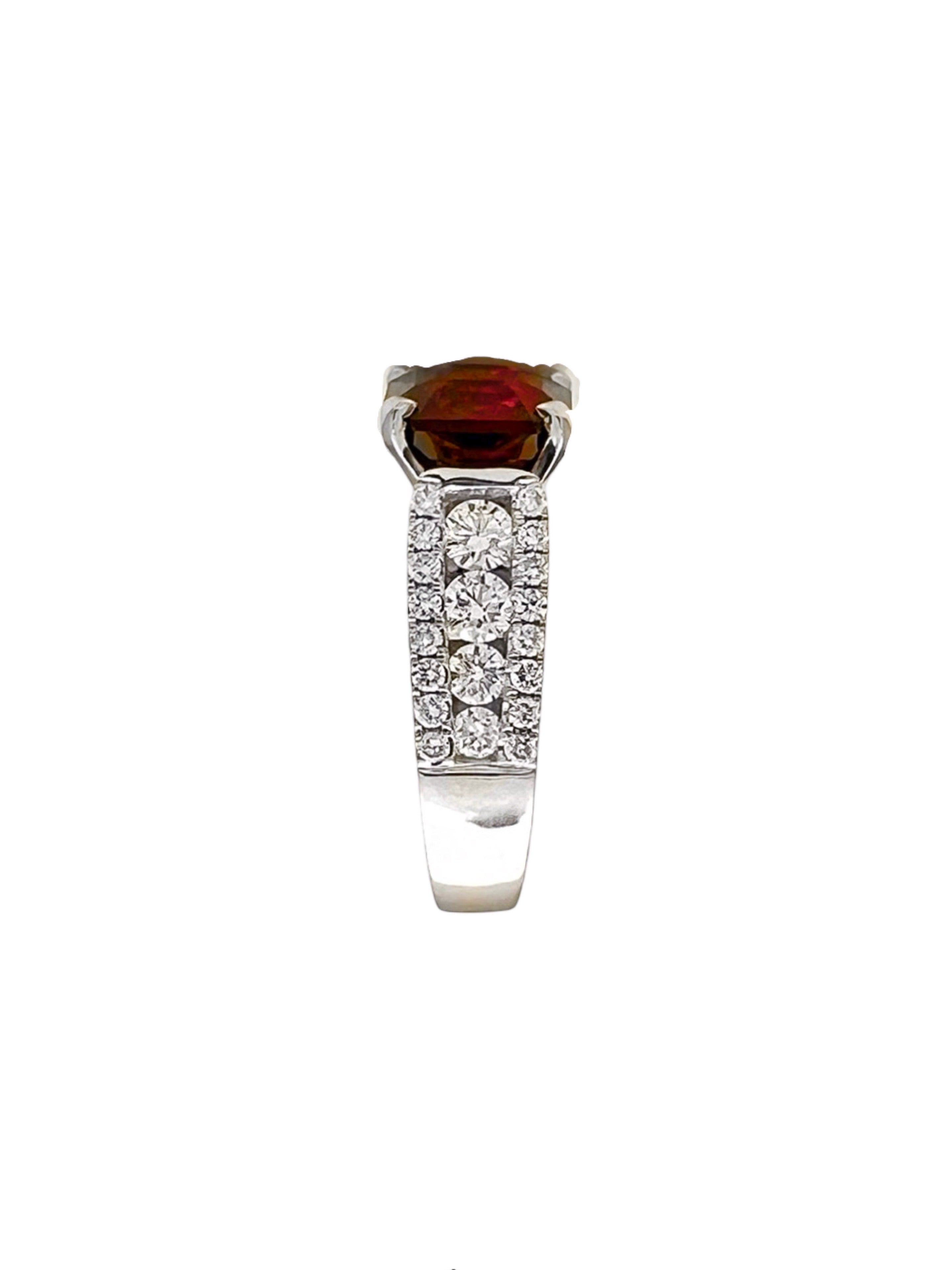 4.22 Cts Ruby (GIA Certified) and 1.55 Cts Diamond 14K White Gold Ring