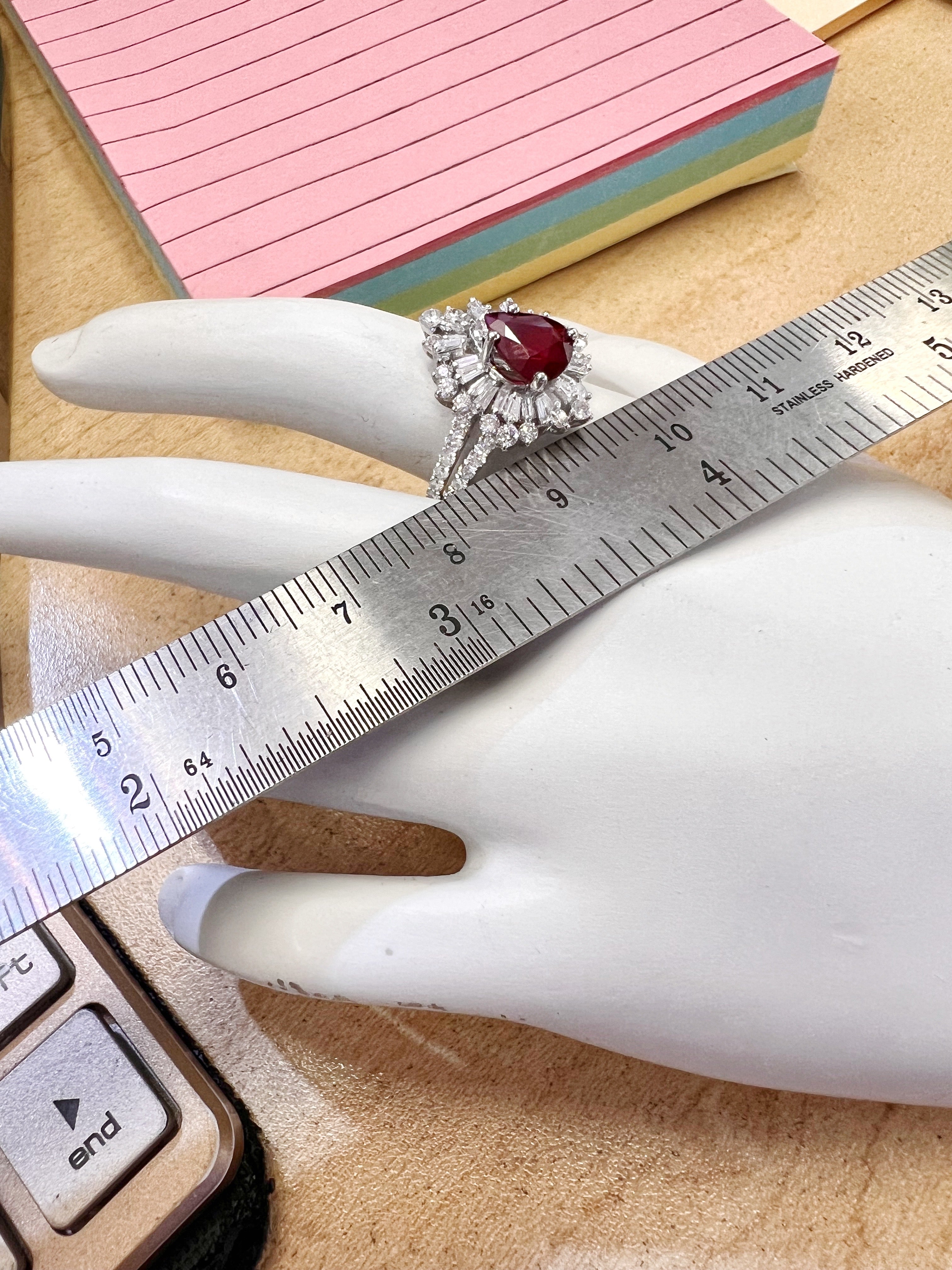 1.287 Cts Ruby Burma(Myanmar) Certified & 1.24 Cts Diamonds 18K White Gold Ring