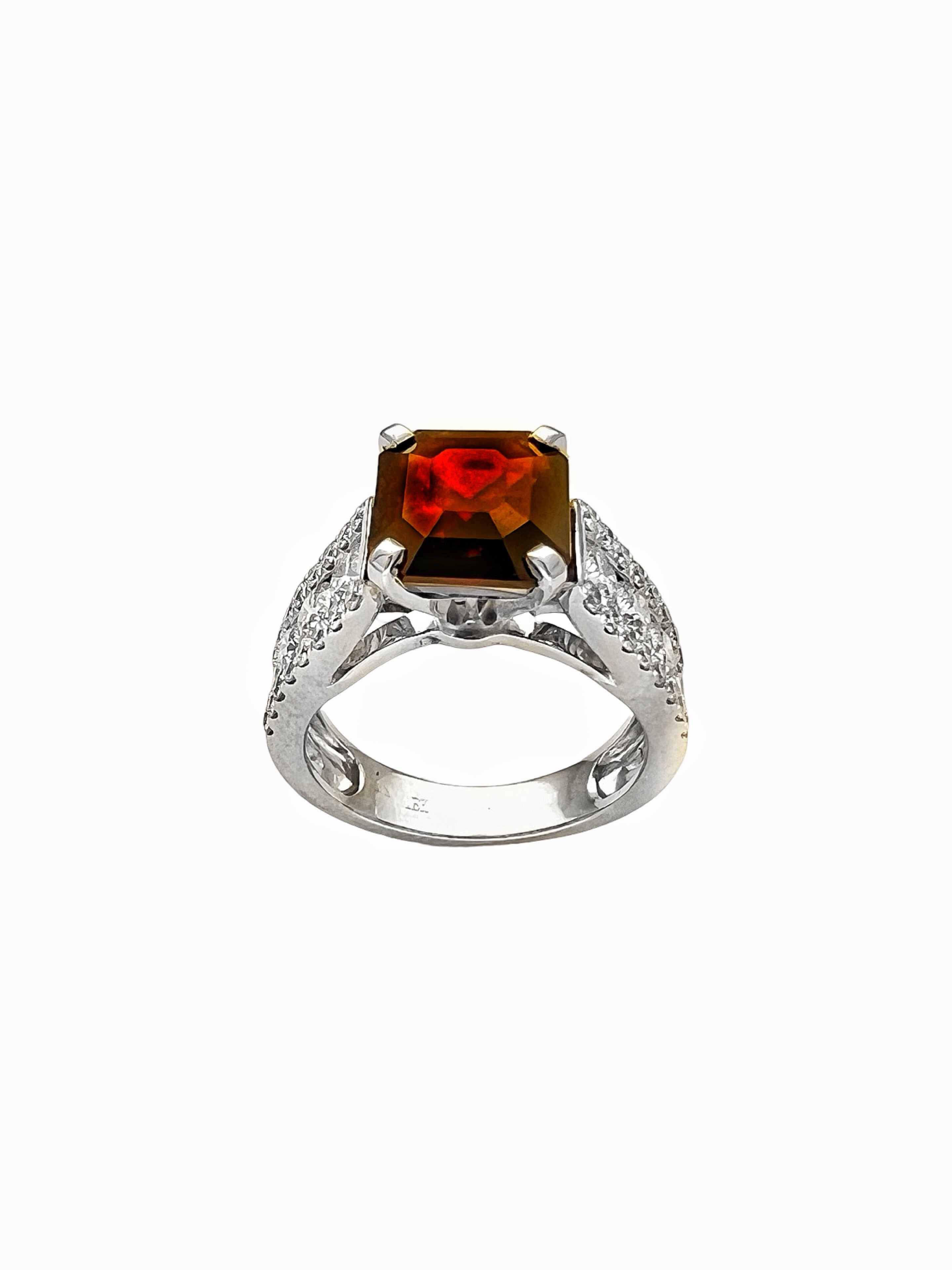4.22 Cts Ruby (GIA Certified) and 1.55 Cts Diamond 14K White Gold Ring