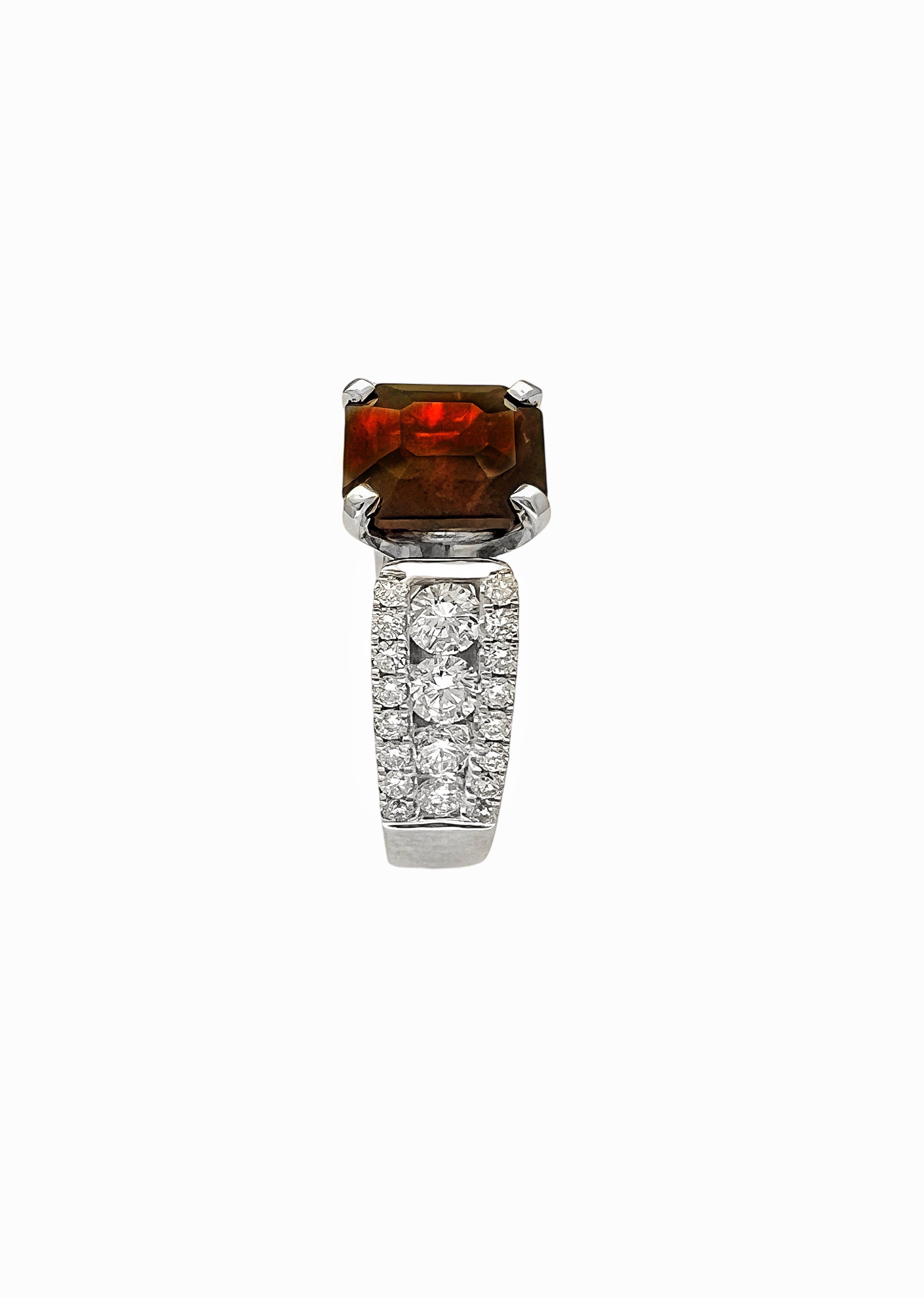 4.22 Cts Ruby (GIA Certified) and 1.55 Cts Diamond 14K White Gold Ring
