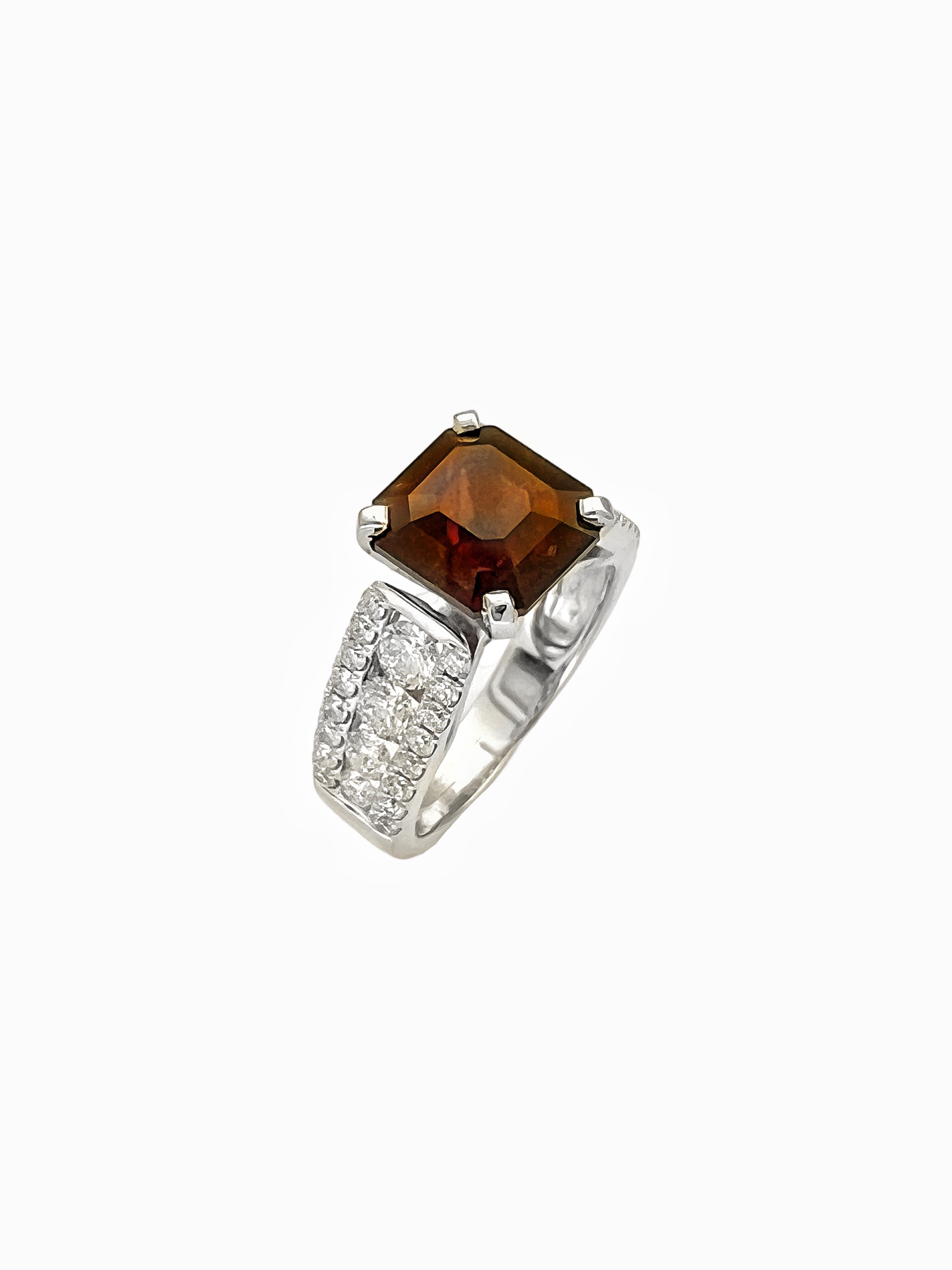 4.22 Cts Ruby (GIA Certified) and 1.55 Cts Diamond 14K White Gold Ring