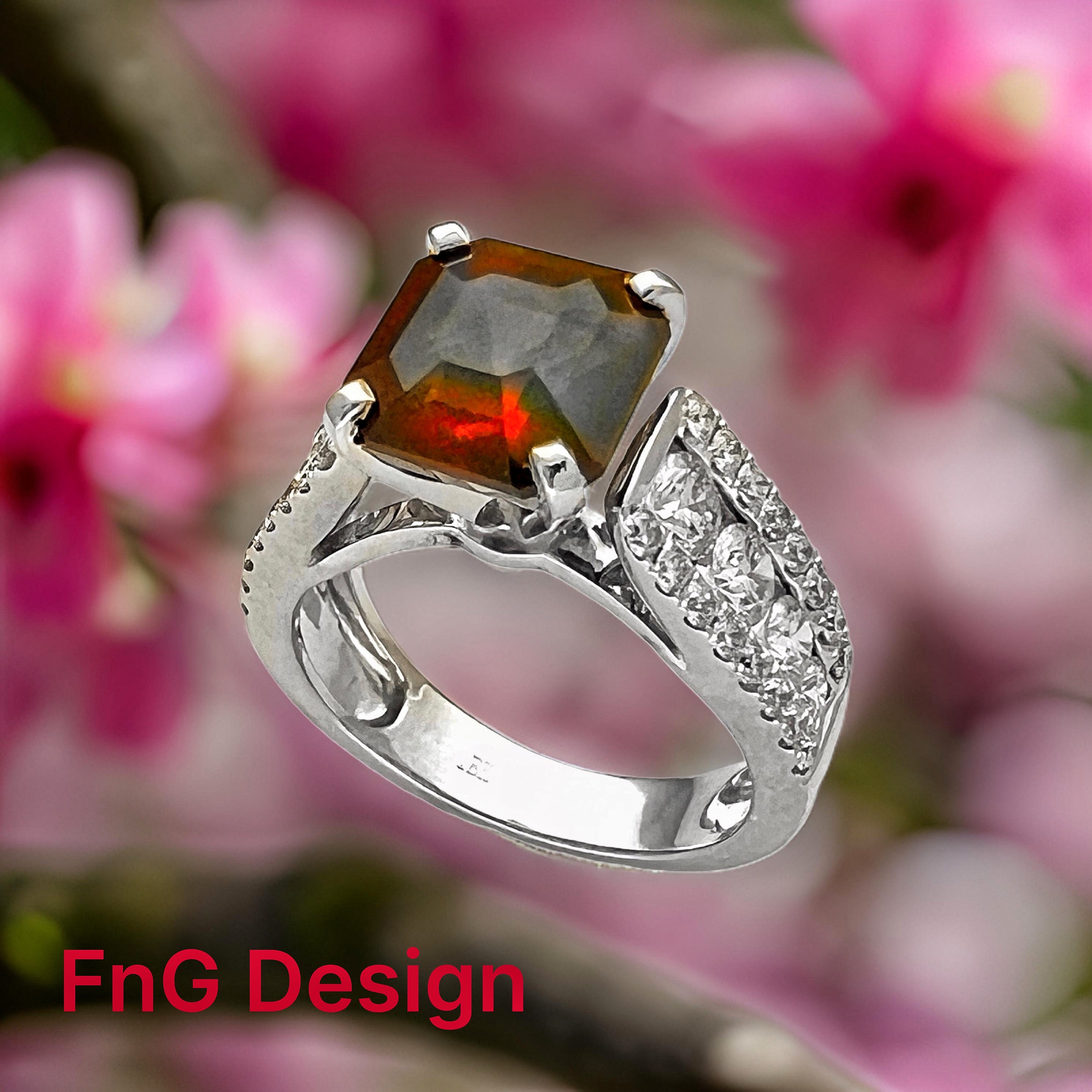 4.22 Cts Ruby (GIA Certified) and 1.55 Cts Diamond 14K White Gold Ring