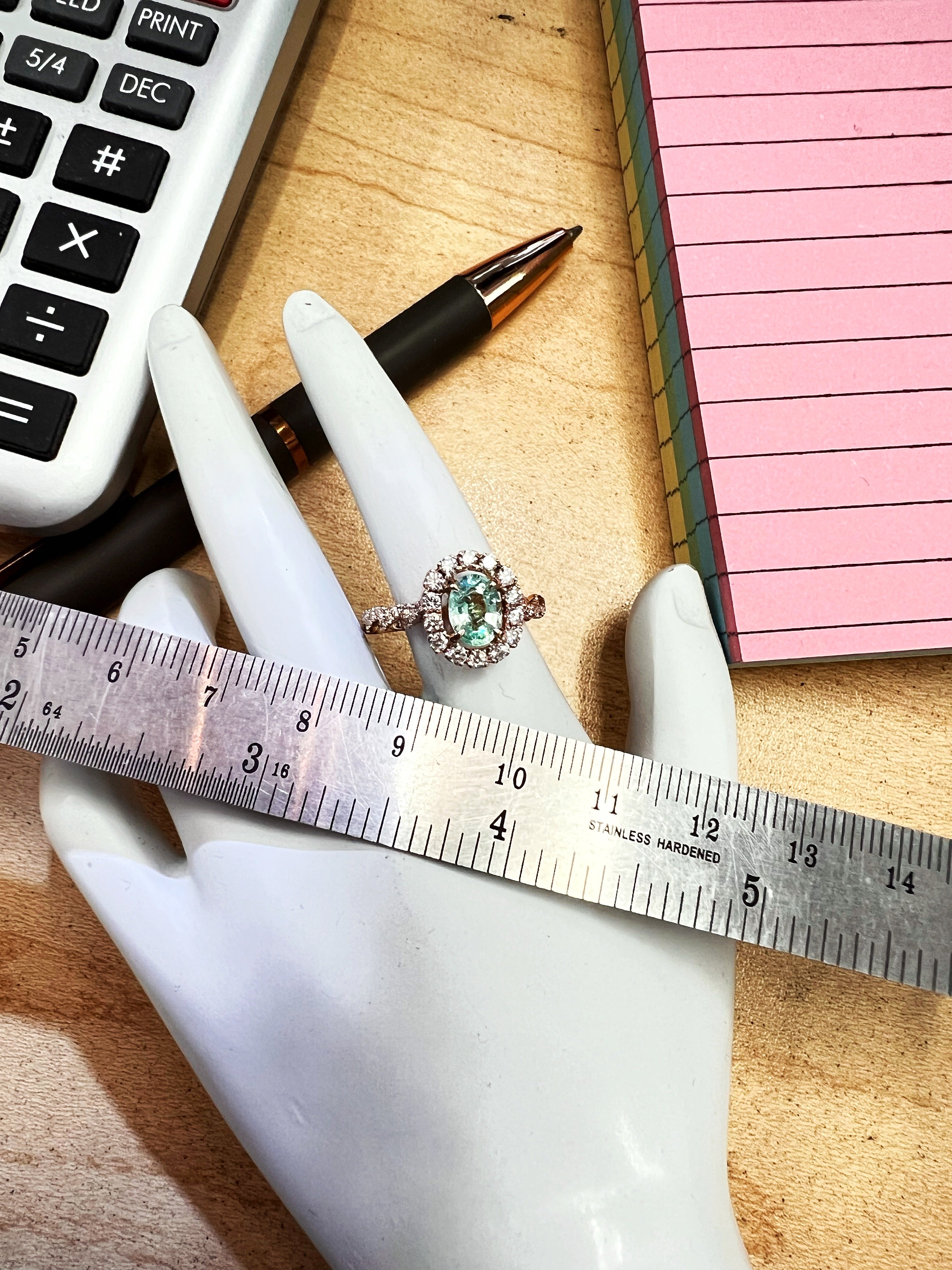 0.878Cts Paraiba Tourmaline (Certified) & 0.79Cts Diamond 14K Rose Gold Ring