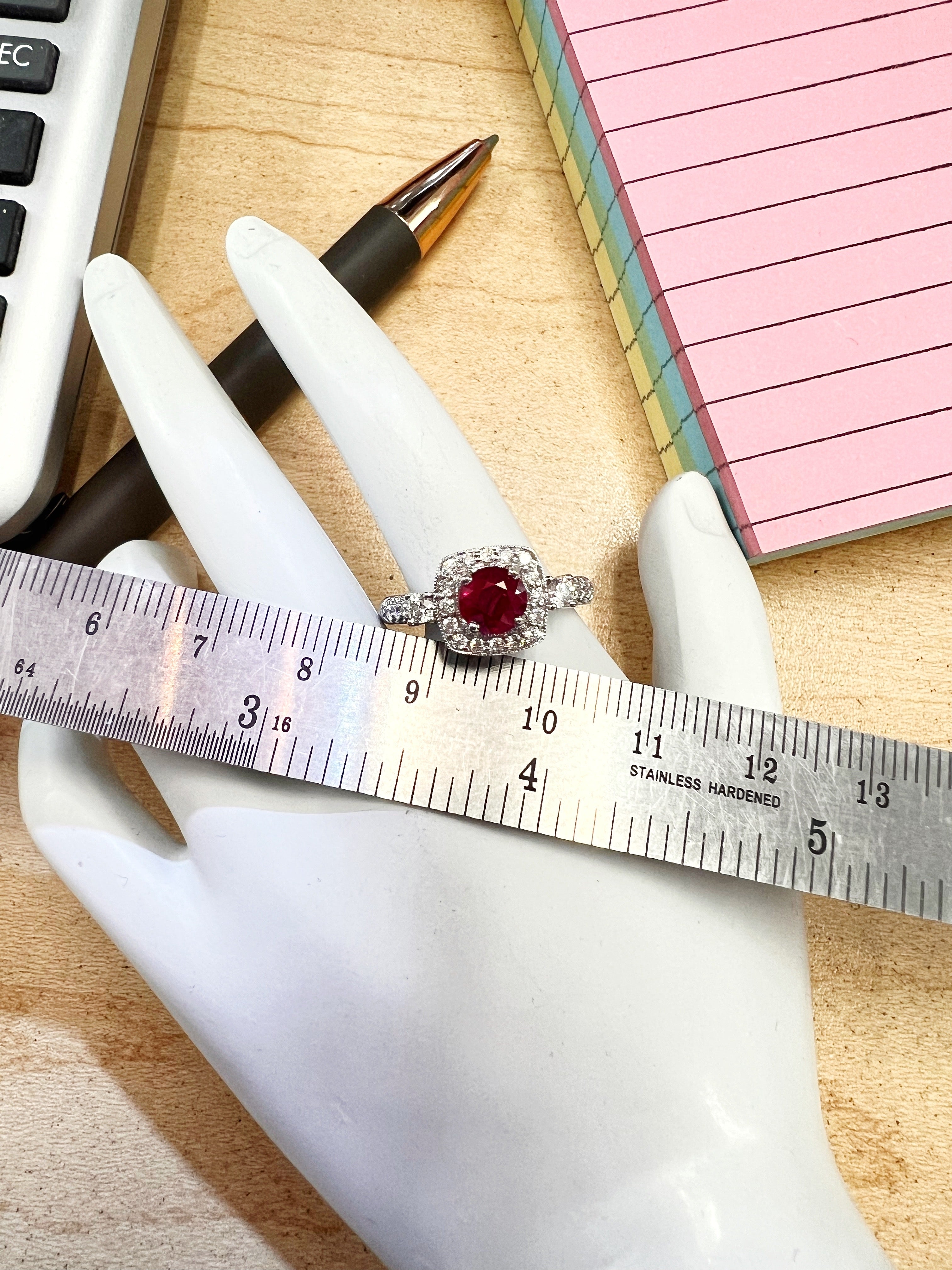 1.044Cts Ruby Mozambique (Certified) & 1.01 Cts Diamonds 14K White Gold Ring