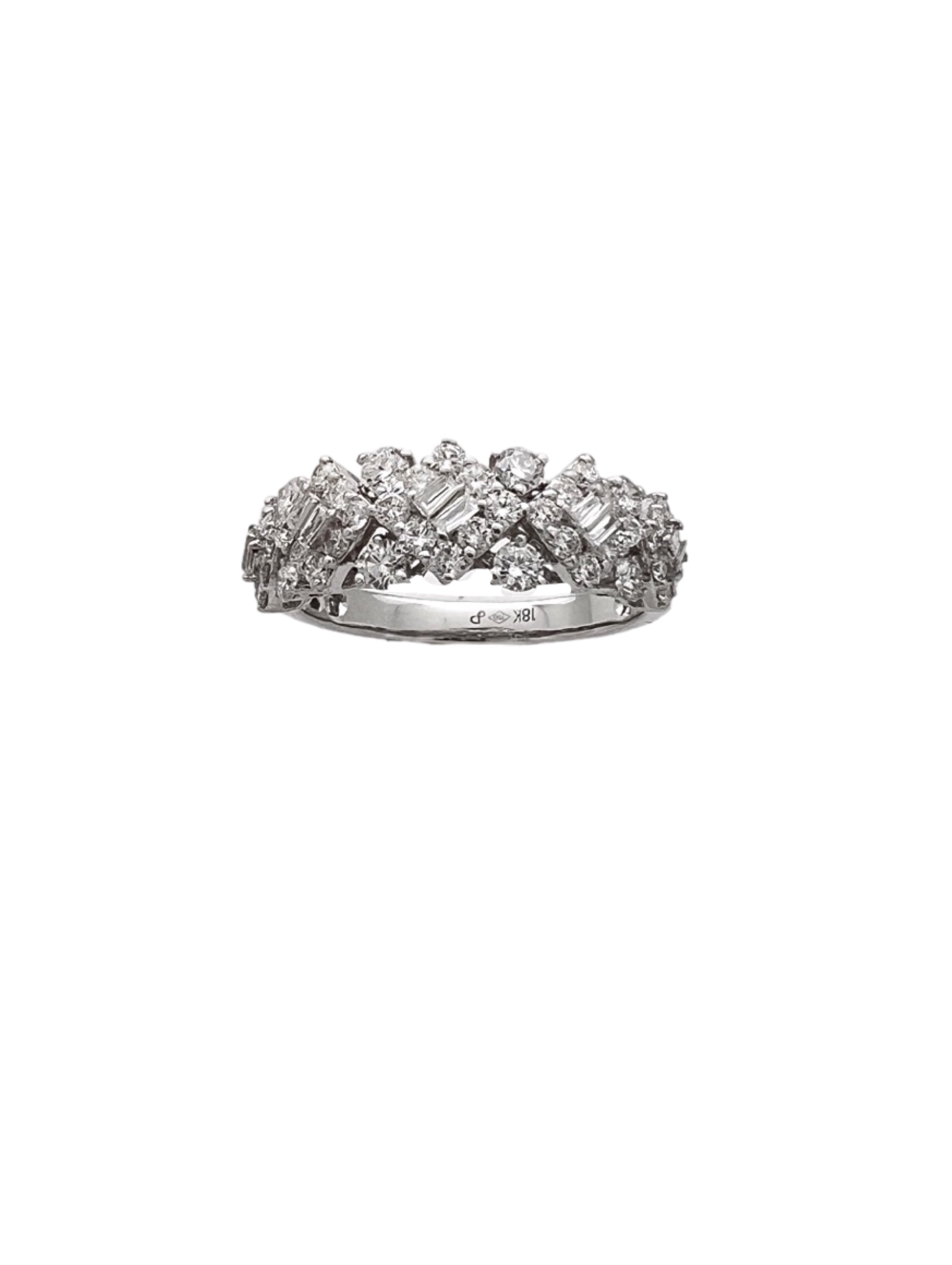 1.22 Total Carat Weight Diamonds 18K White Gold Anniversary-Engagement Ring