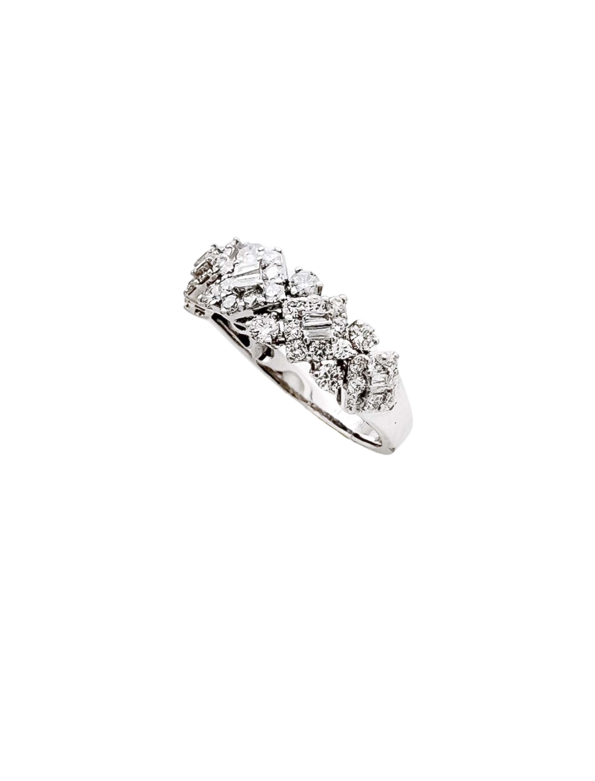1.22 Total Carat Weight Diamonds 18K White Gold Anniversary-Engagement Ring