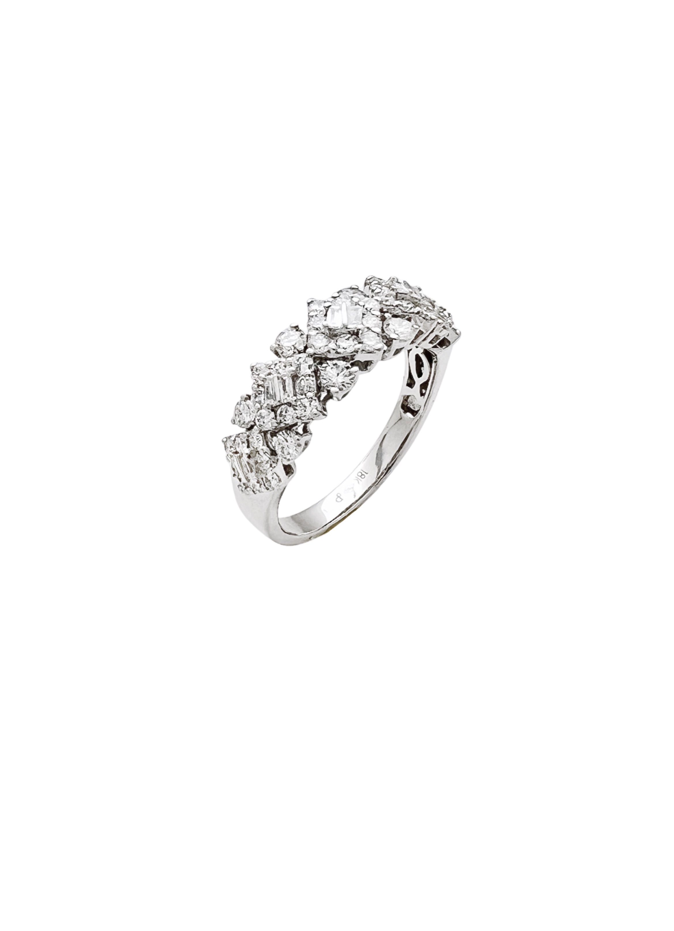 1.22 Total Carat Weight Diamonds 18K White Gold Anniversary-Engagement Ring